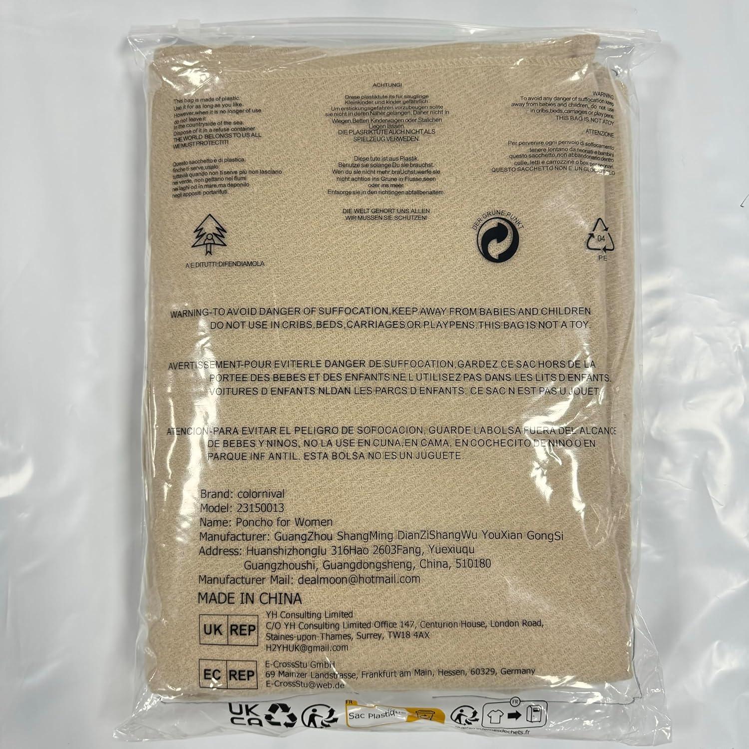 Chal de Invierno para Mujeres Beige - Capa Tejida con Flecos