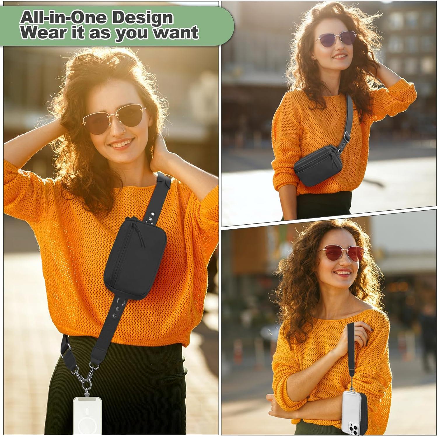 Correa Cruzada Ajustable YFWE con Cartera RFID Negra