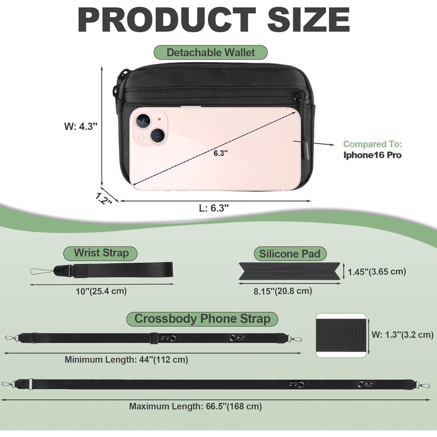 Correa Cruzada Ajustable YFWE con Cartera RFID Negra