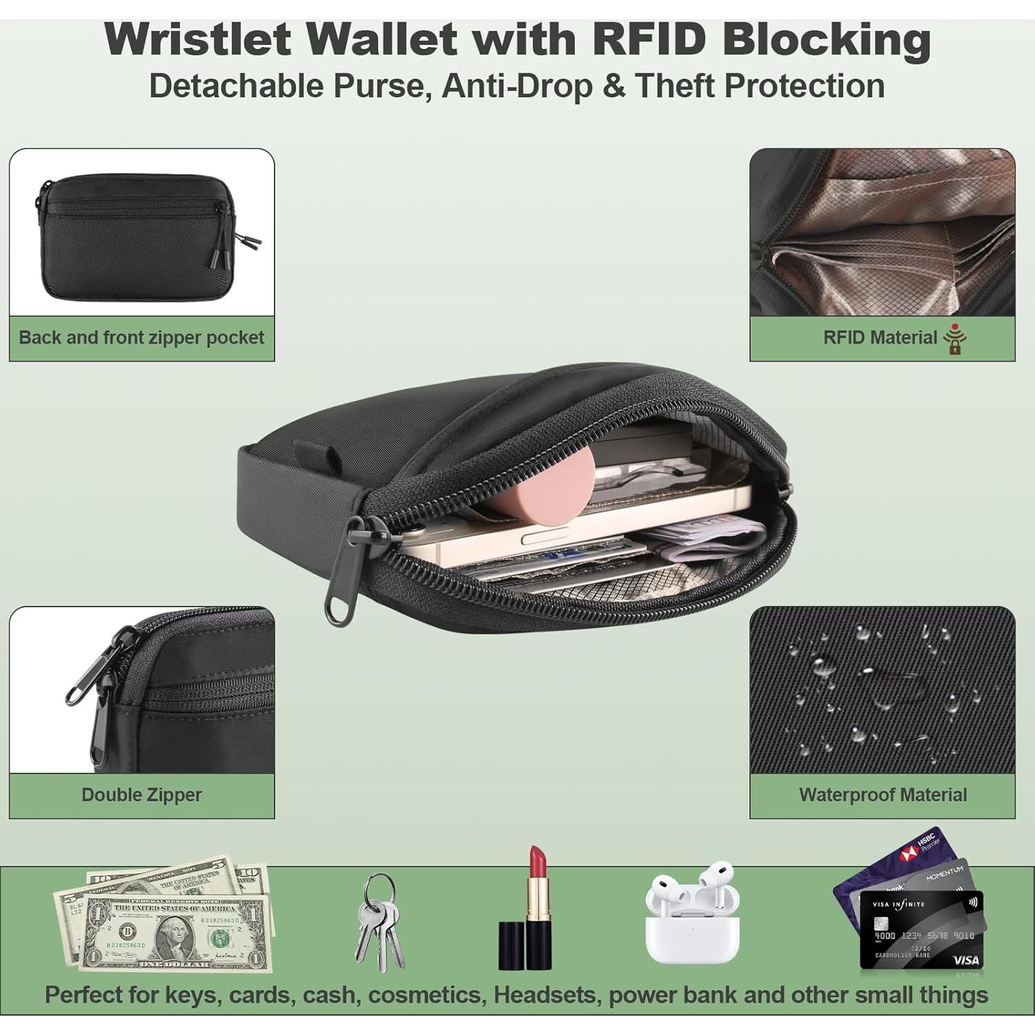 Correa Cruzada Ajustable YFWE con Cartera RFID Negra