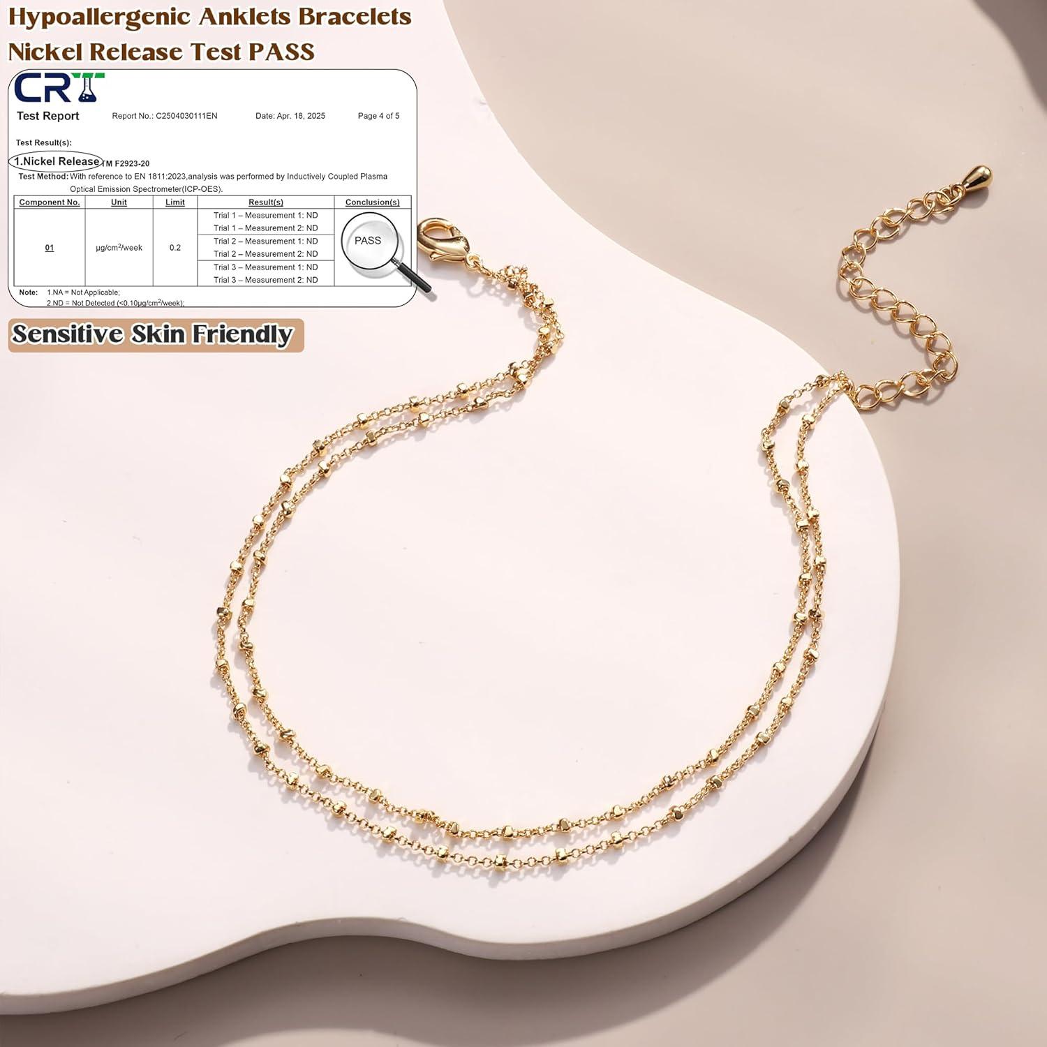 Pulsera de Tobillo Dorada LOYALLOOK Ajustable 14K Impermeable