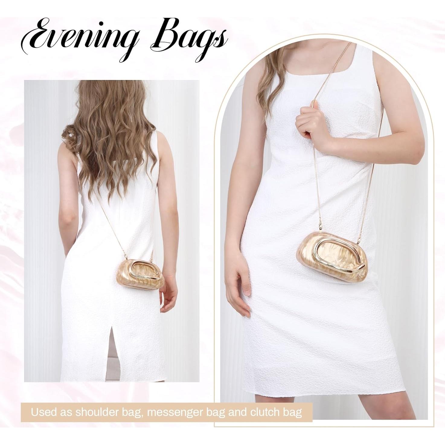 Bolso de mano acrílico Oweisong verde con cadena 19x6x10cm