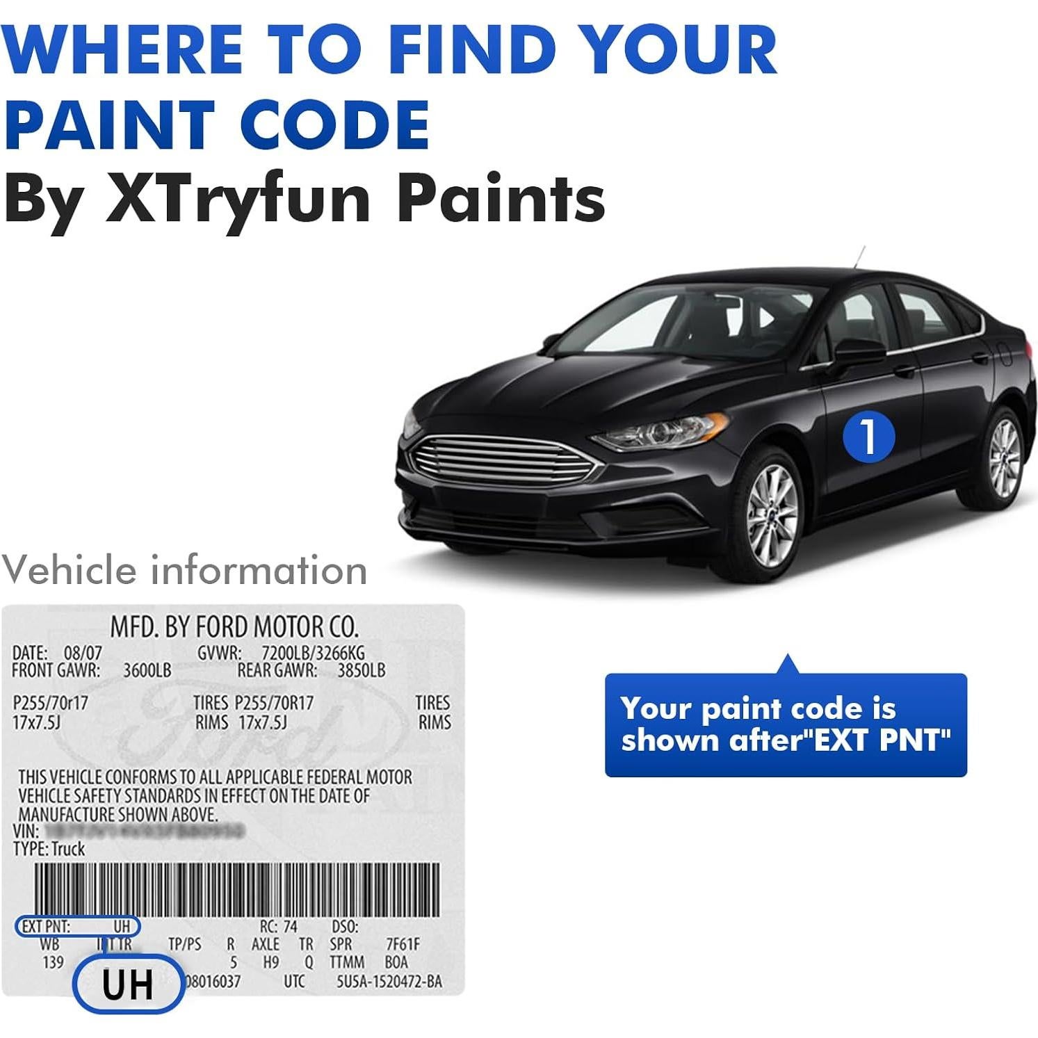 Pintura de Retoque XTryfun Agate Black para Ford 10ml