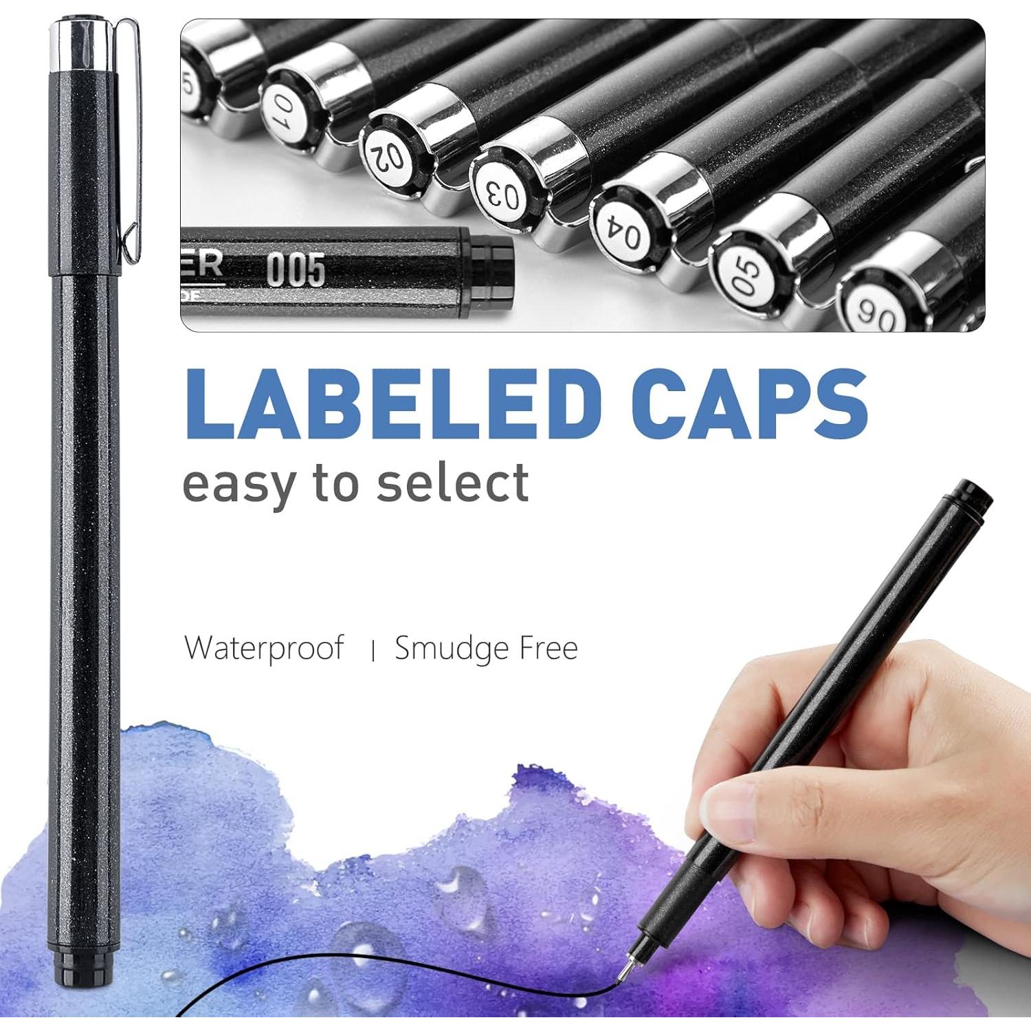 Set de Marcadores Fineliner YISAN 12 Piezas Negro 0.2-3.0mm