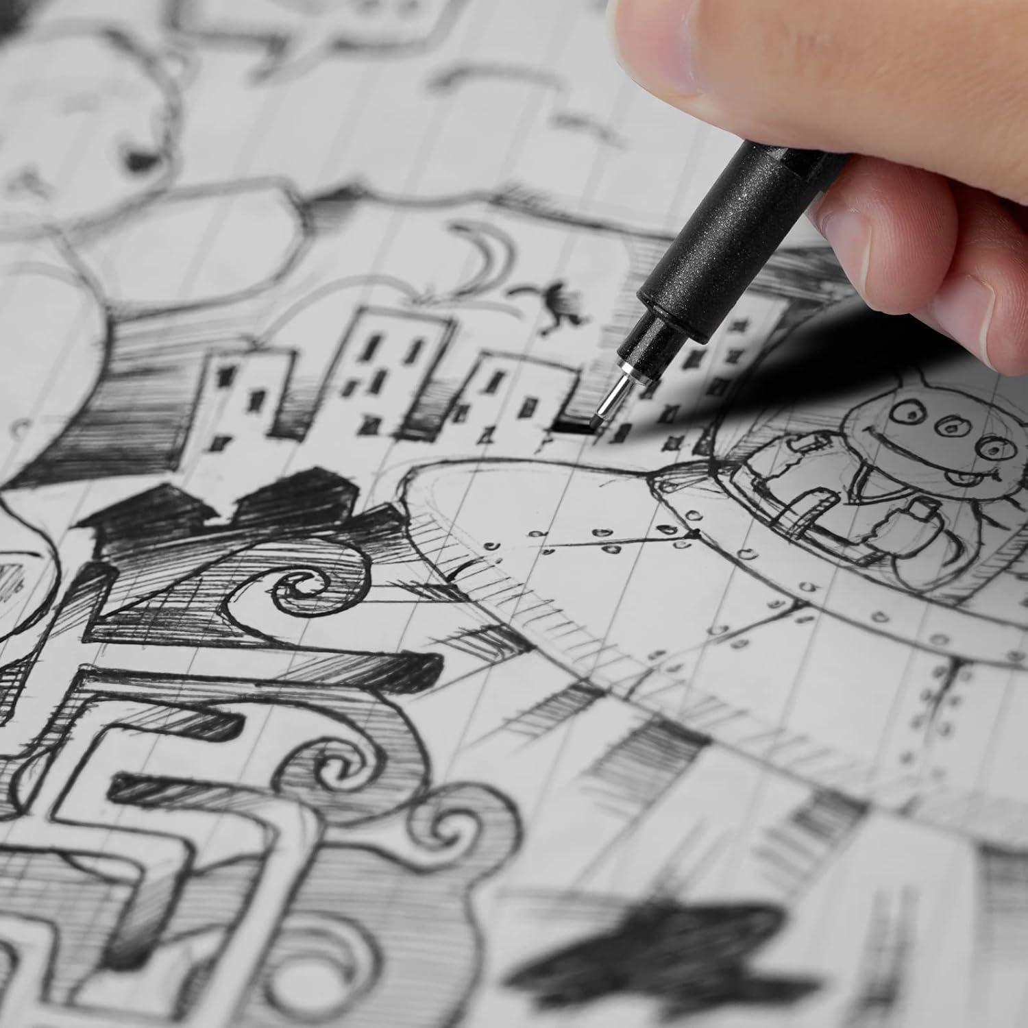 Set de Marcadores Fineliner YISAN 12 Piezas Negro 0.2-3.0mm