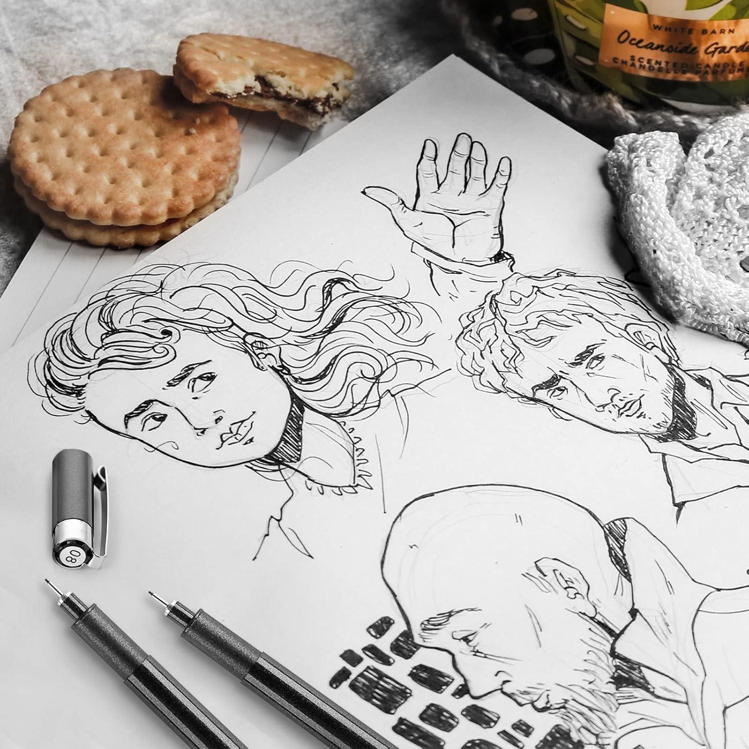 Set de Marcadores Fineliner YISAN 12 Piezas Negro 0.2-3.0mm