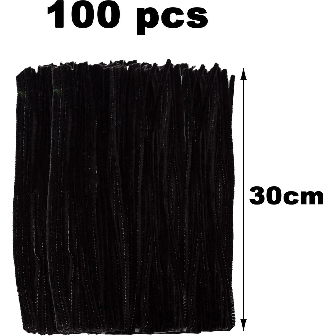 100 Limpiapipas Gruesos Negros XIAOJING para Manualidades