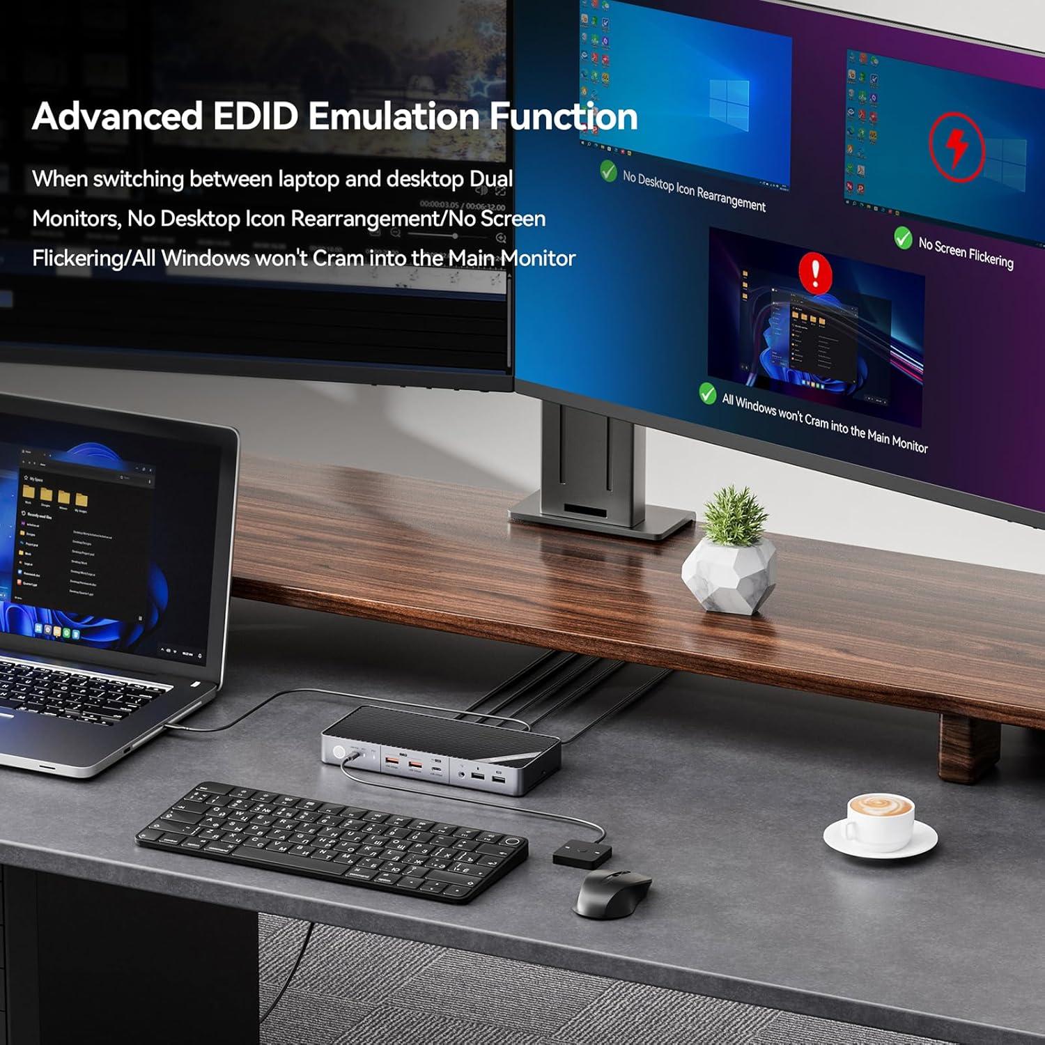 KVM Switch Doble Monitor 4K HDMI Minisopuru USB-C 15W