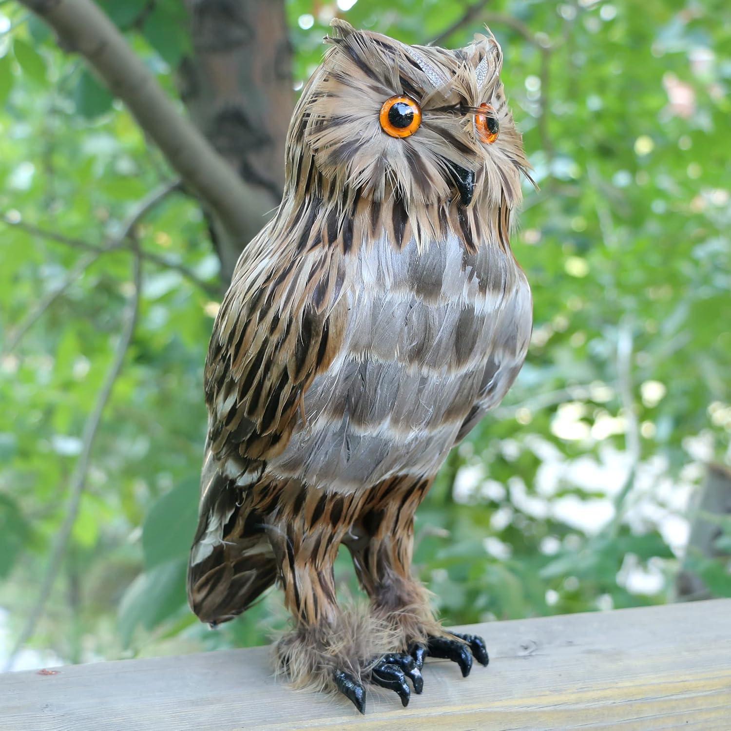 Figura de Búho Plumado Realista Basuo-9Q 27 cm Decoración