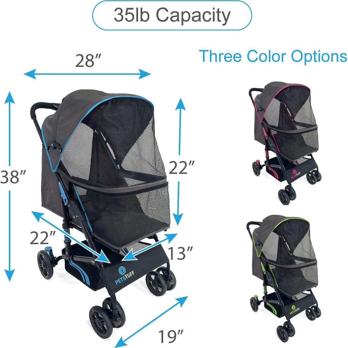 Carrito Plegable para Mascotas PETS TUFF 22" Azul - Hasta 13.6kg