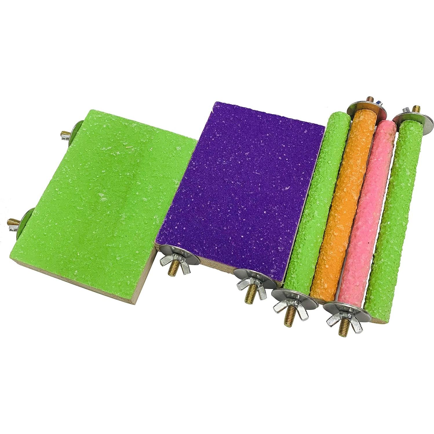 Hamiledyi Juguete de Percha para Aves 6 Piezas Madera Natural