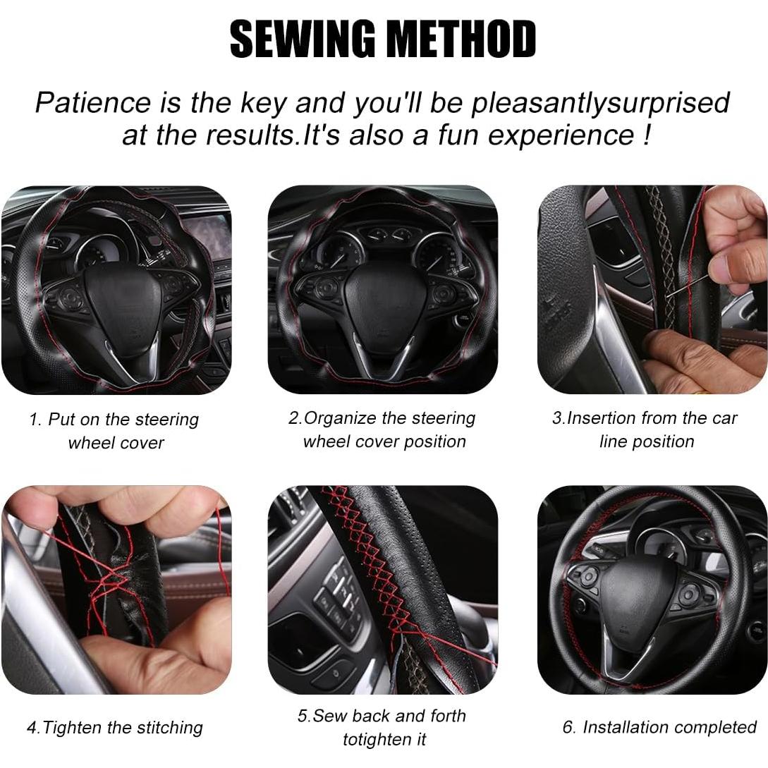 Cubierta de Volante de Cuero Genuino Wevdn 15 Pulgadas Beige