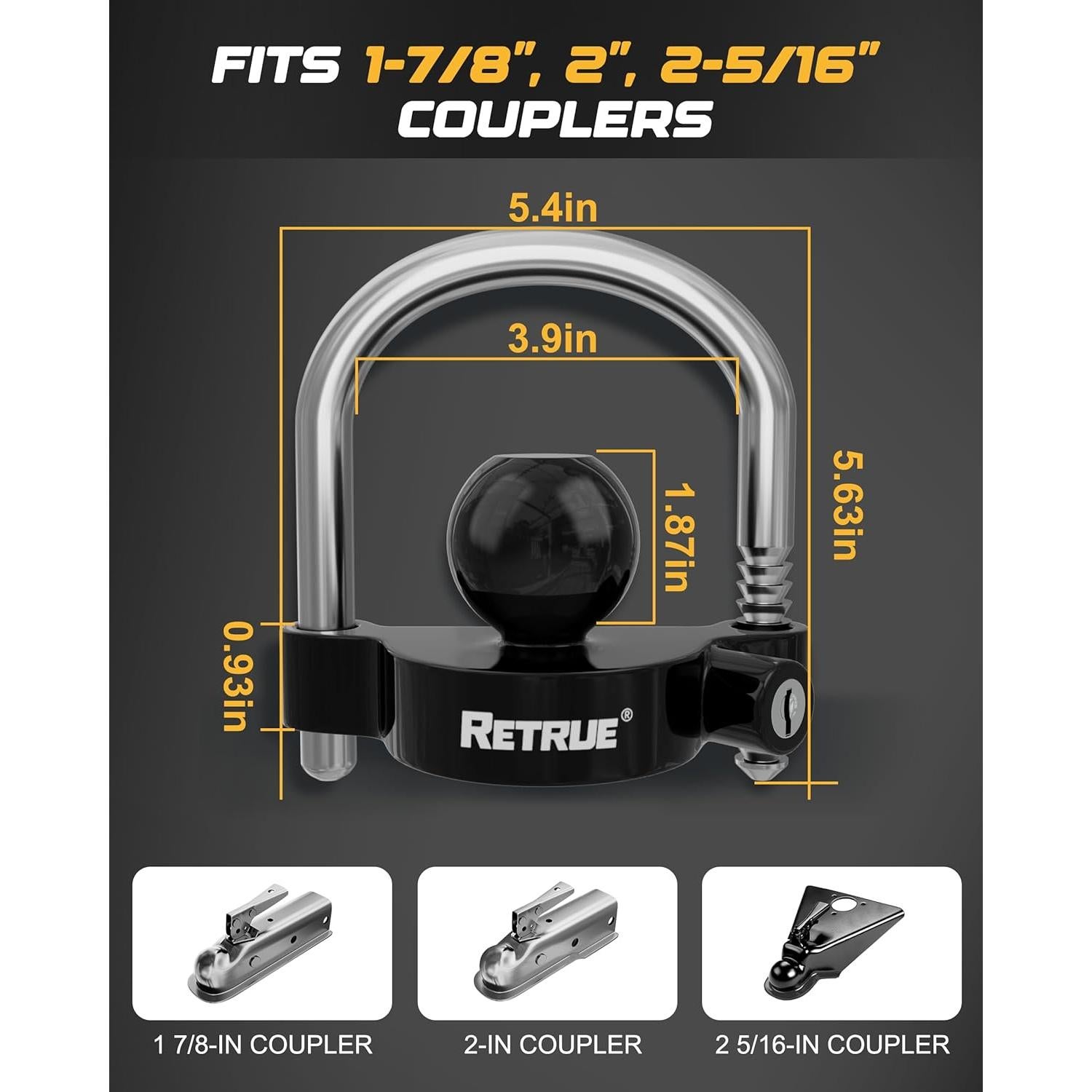 Cerradura Universal para Acoplador de Remolque RETRUE 0.69 kg
