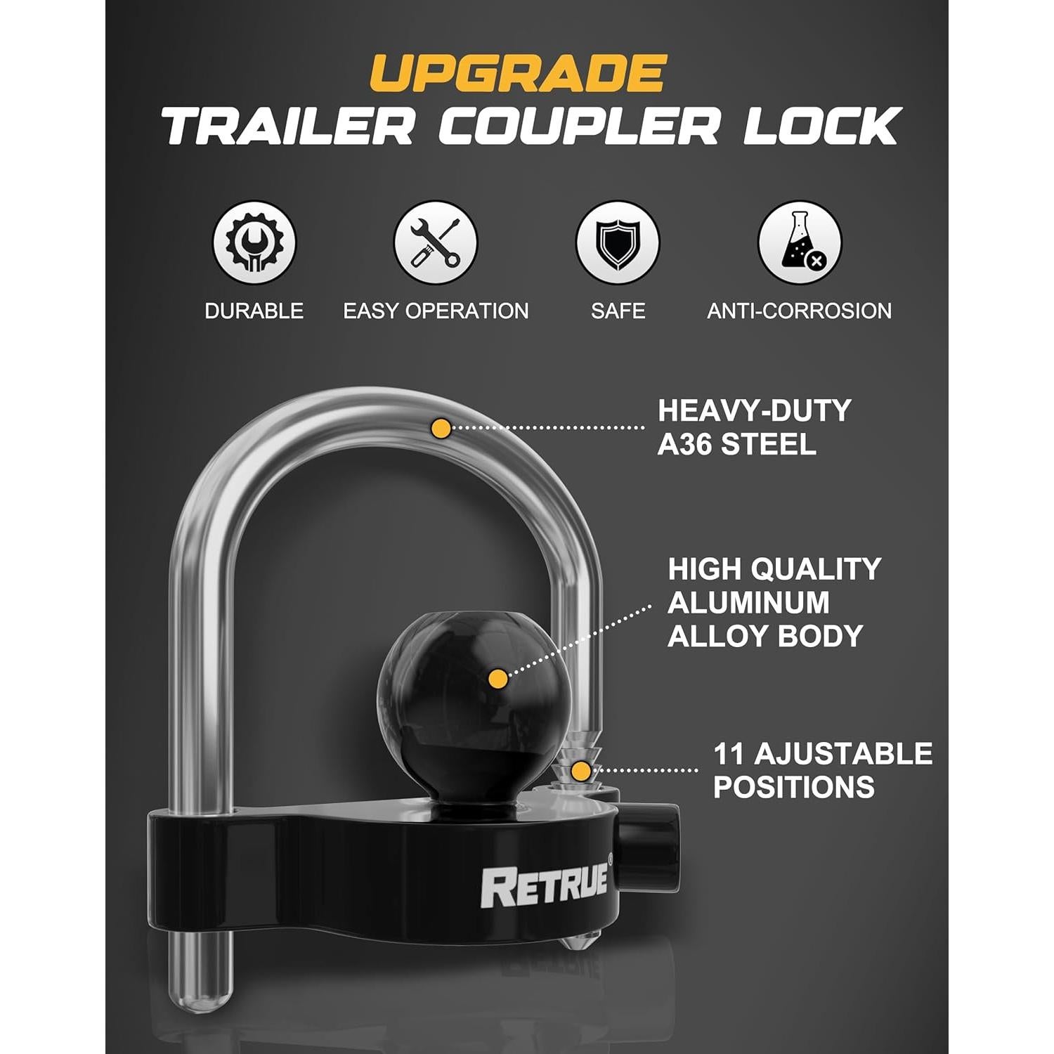 Cerradura Universal para Acoplador de Remolque RETRUE 0.69 kg