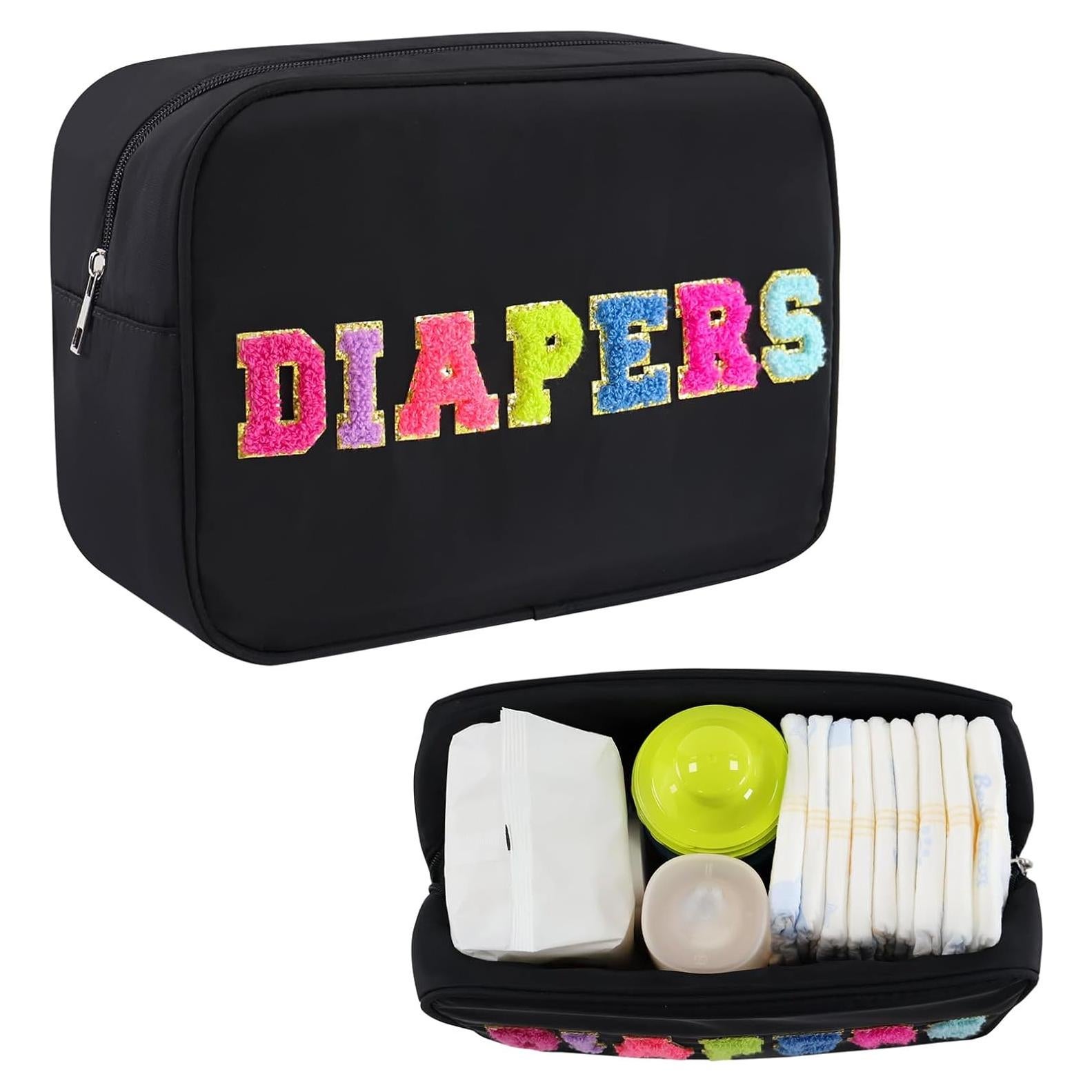 Bolsa de Pañales Portátil Sweet Lion Negra Impermeable