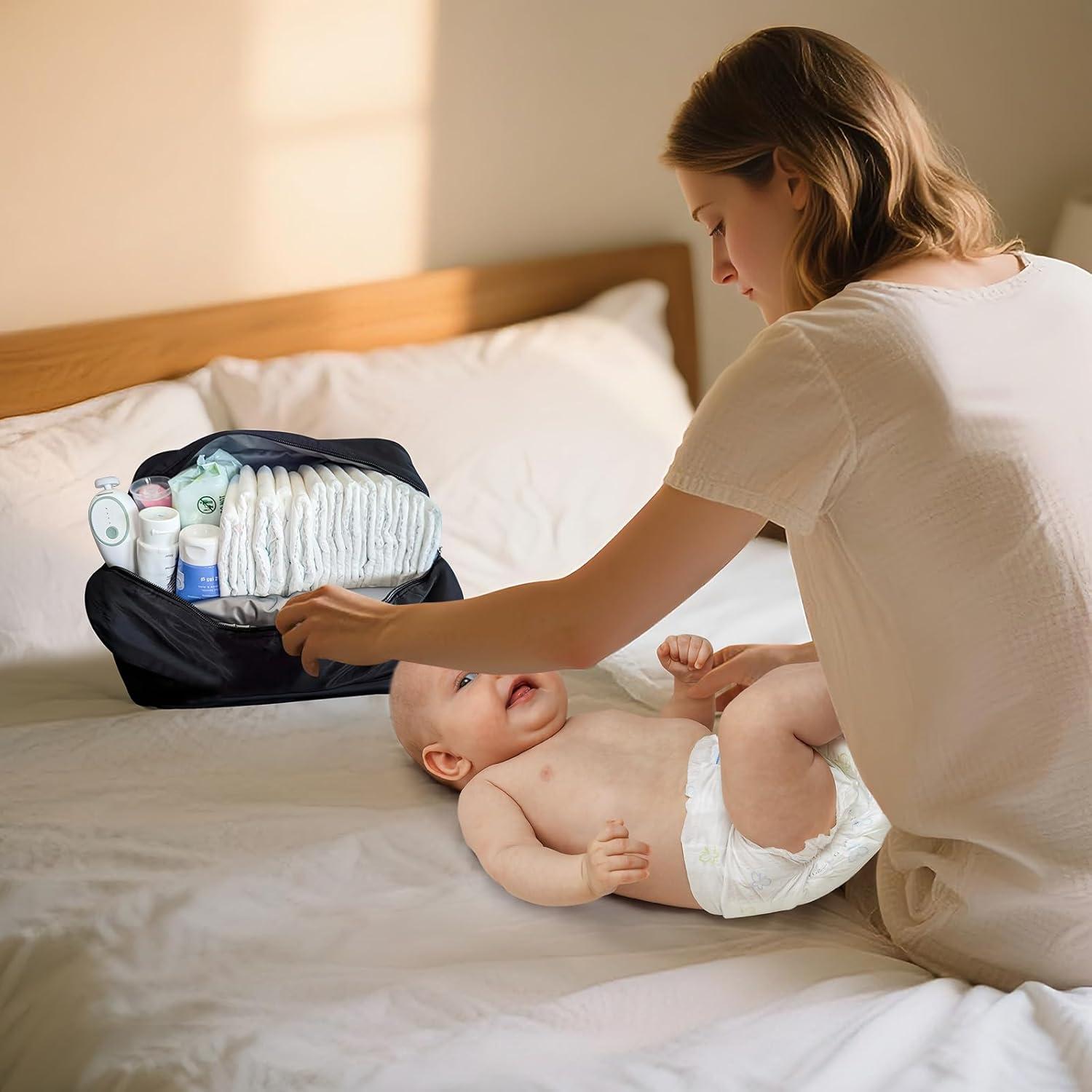 Bolsa de Pañales Portátil Sweet Lion Negra Impermeable