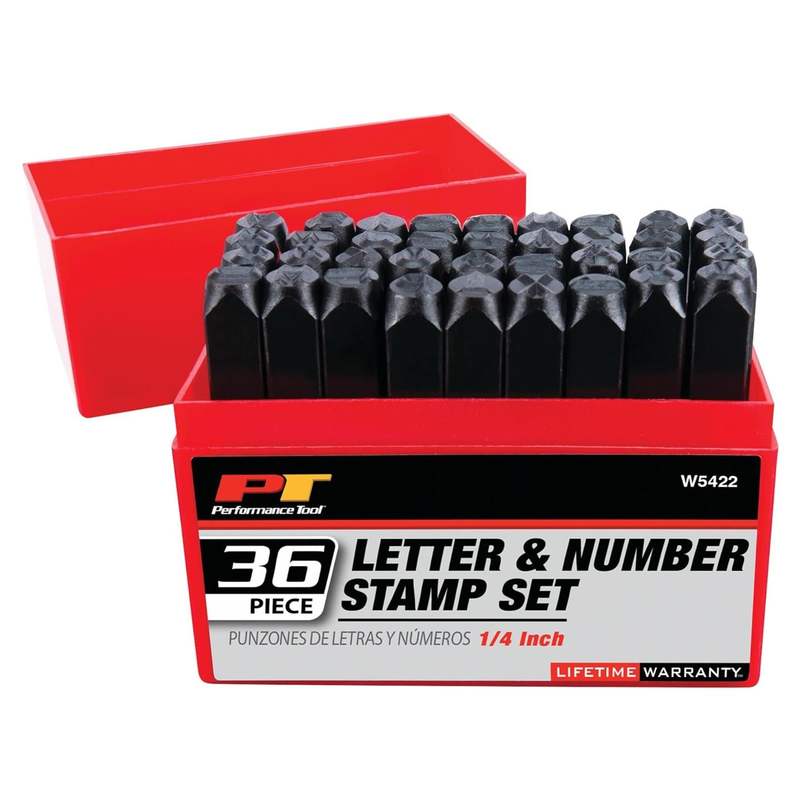 Juego de estampado de letras y números Performance Tool W5422 36 piezas