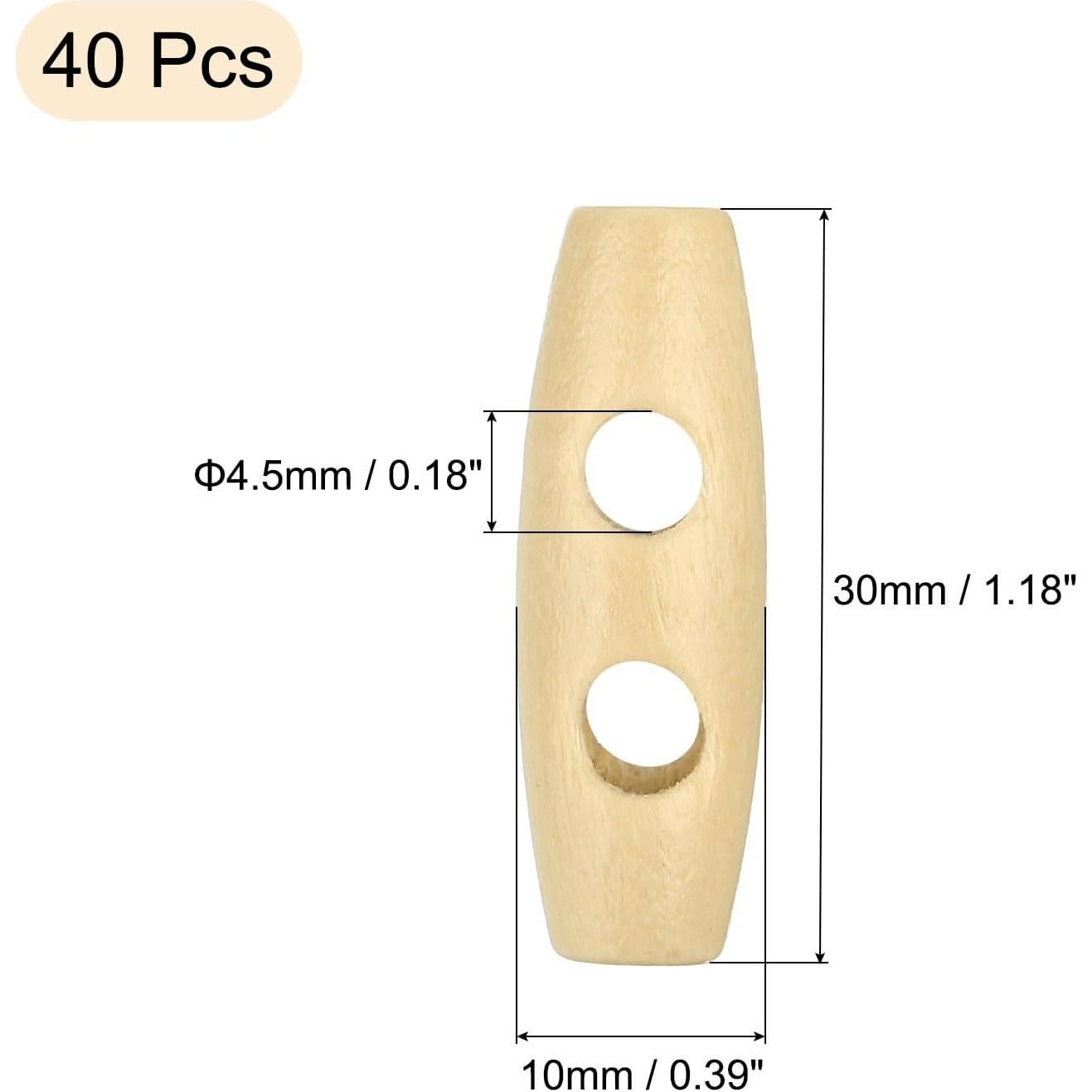 Botones de Toggle de Madera uxcell 30mm Beige 40 Pcs