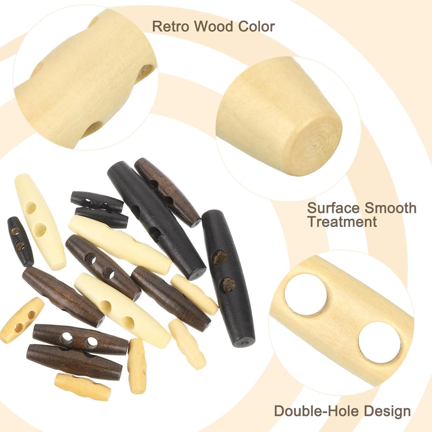 Botones de Toggle de Madera uxcell 30mm Beige 40 Pcs