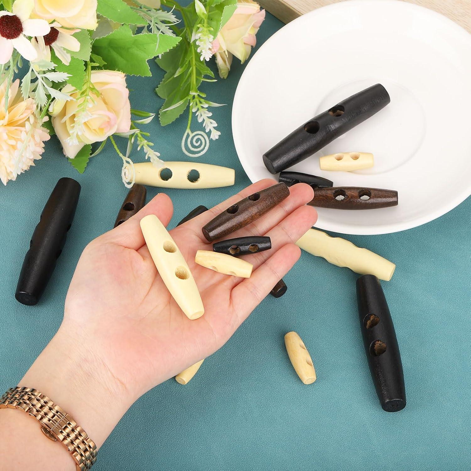 Botones de Toggle de Madera uxcell 30mm Beige 40 Pcs