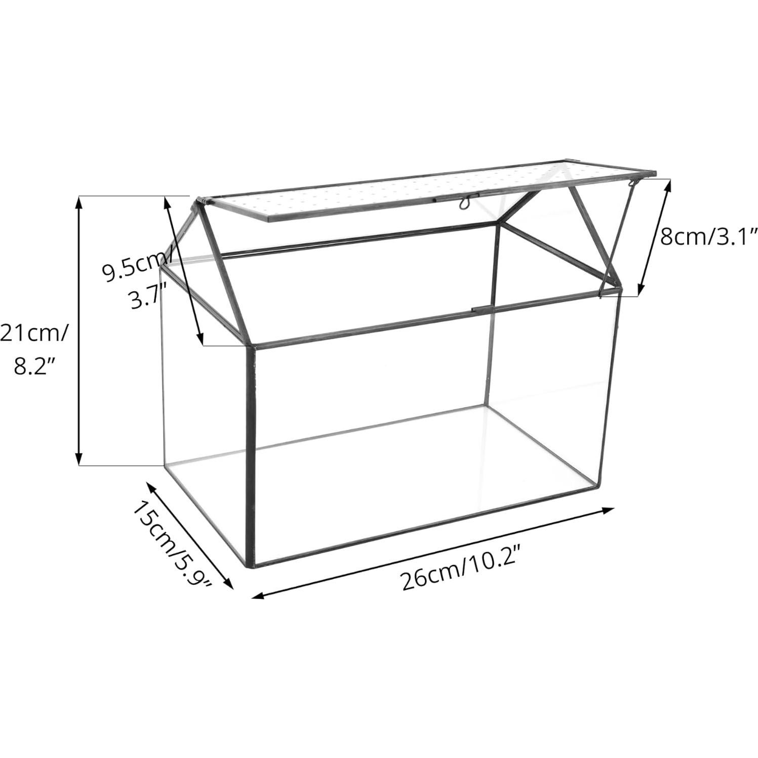 Terrario de vidrio NCYP en forma de casa 25.9x15.0x20.8 cm