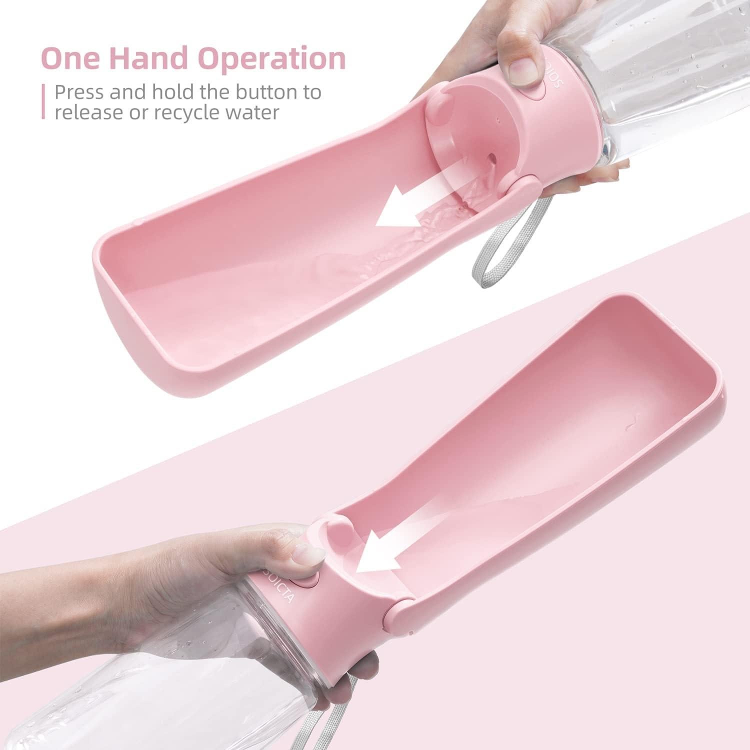 Botella de Agua Plegable para Perros SOICTA 550ml Rosa