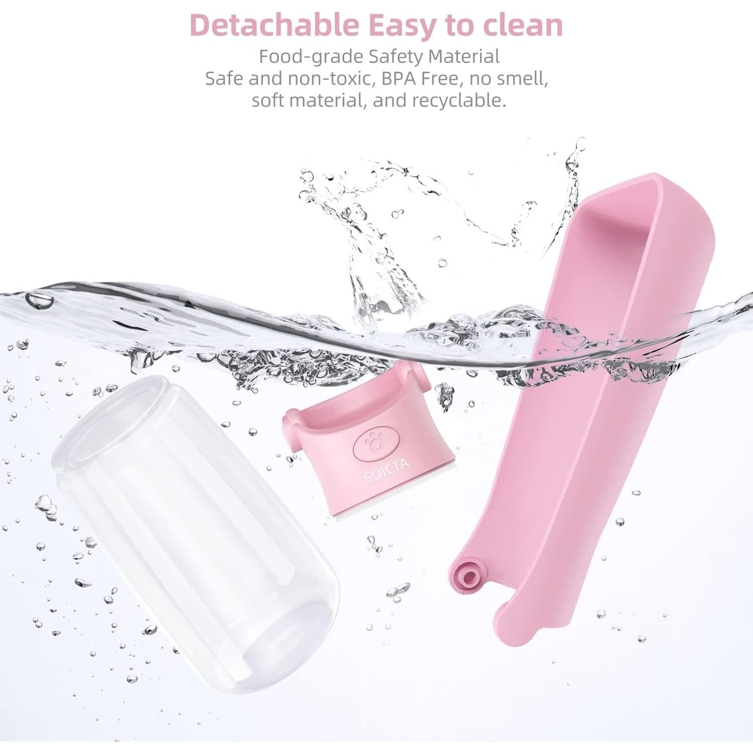 Botella de Agua Plegable para Perros SOICTA 550ml Rosa