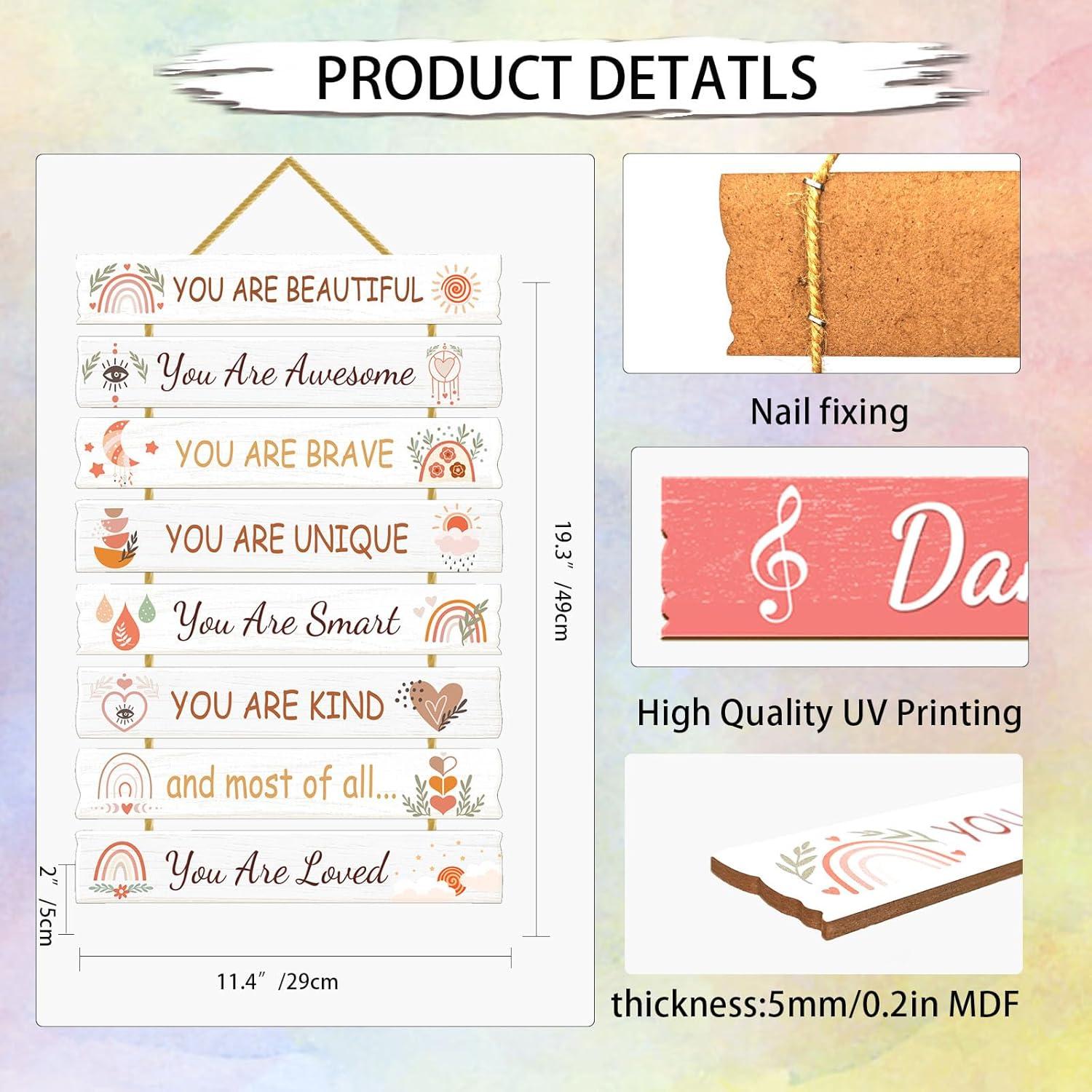 Decoración de Pared Boho Rutiyoka para Niñas - 8 Piezas MDF