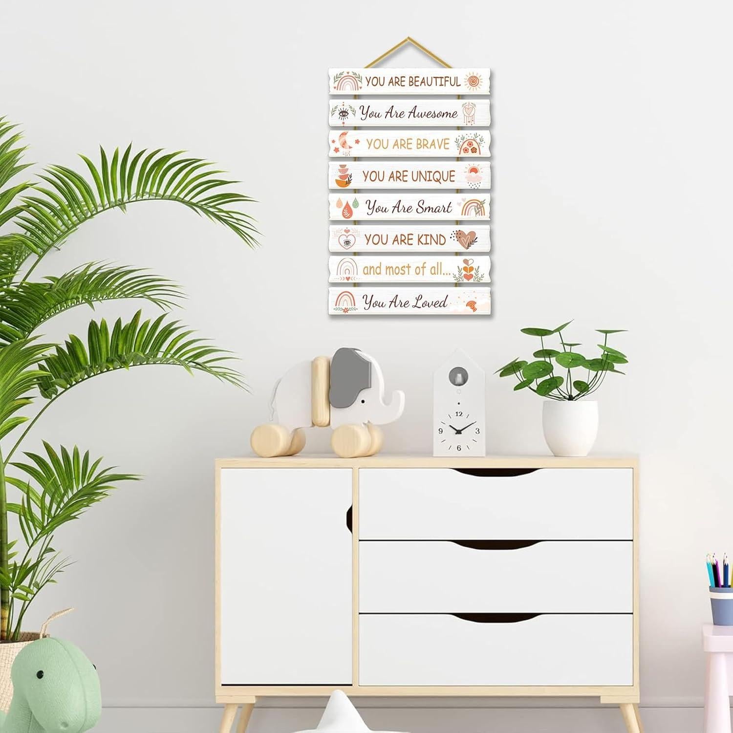 Decoración de Pared Boho Rutiyoka para Niñas - 8 Piezas MDF