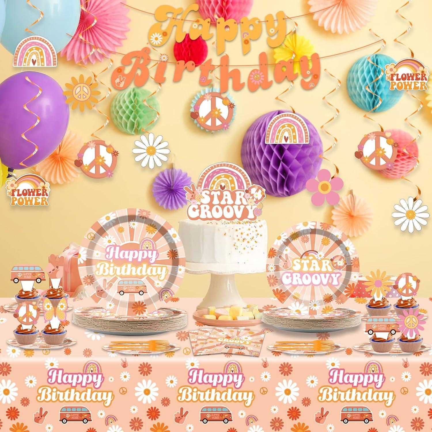 Juego de Vajilla Desechable ZOIIWA 149 Pcs Fiesta Cumpleaños Groovy