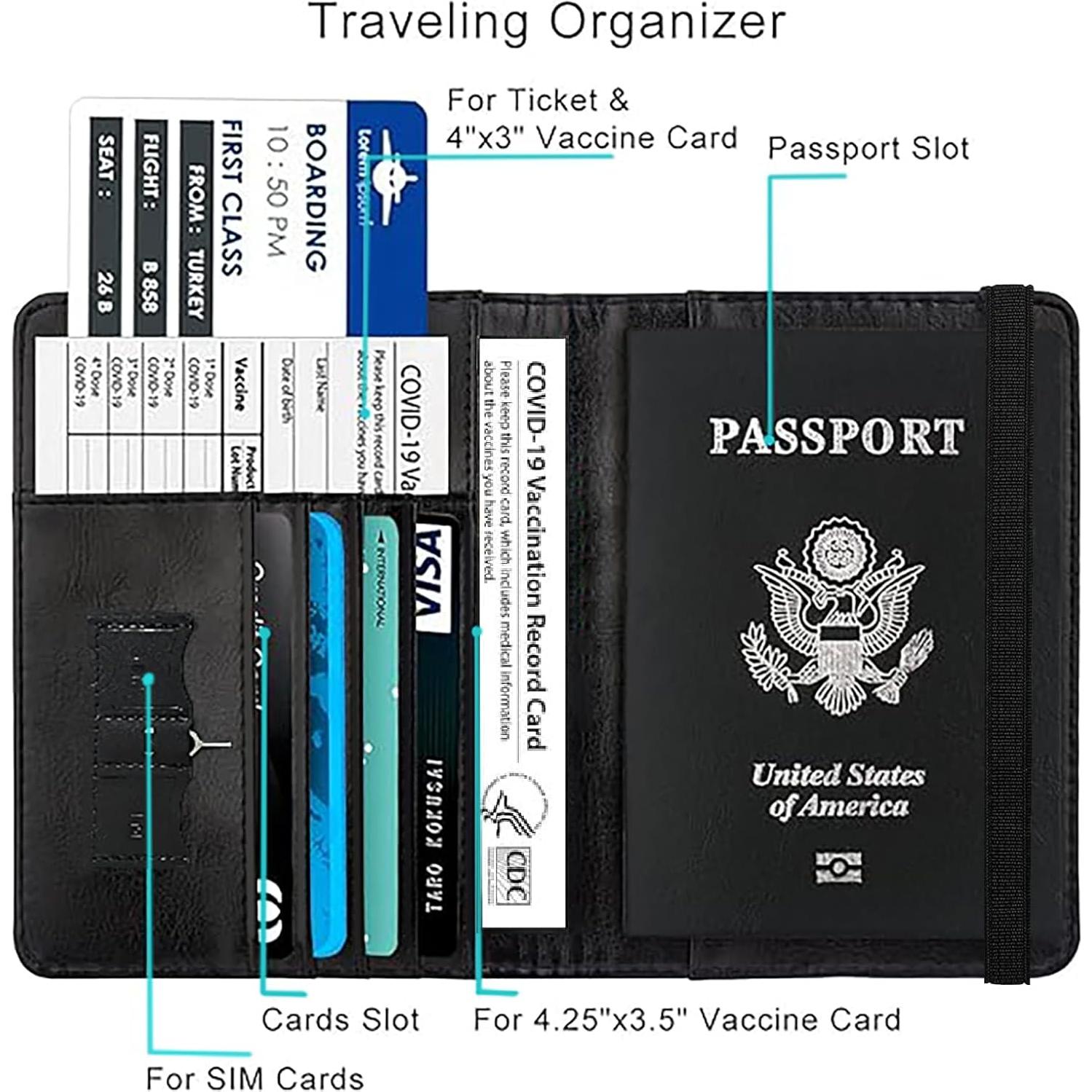 Funda de Pasaporte SOTWONSO con Bloqueo RFID y Ranuras