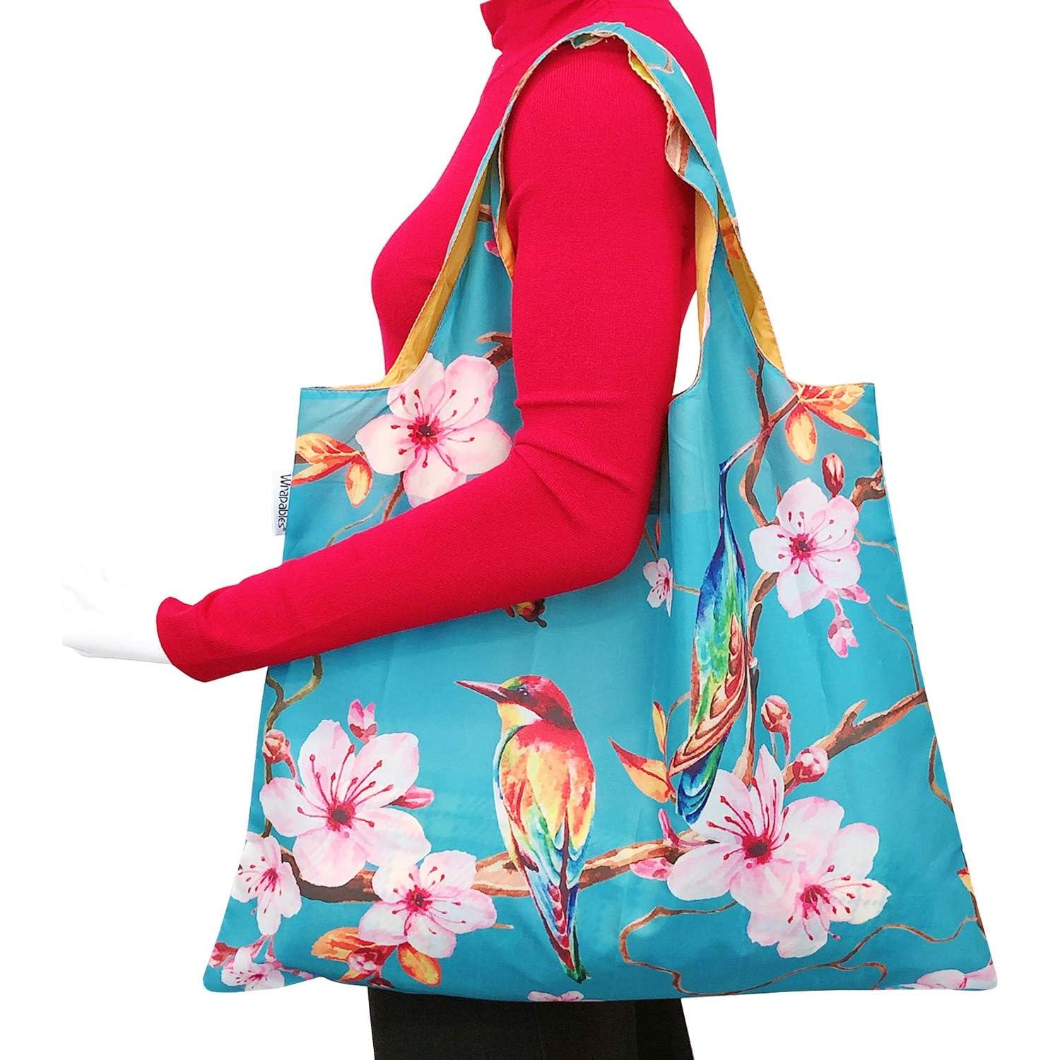 Bolsa Reutilizable Grande Wrapables con Bolsa Exterior - Flores de Cerezo