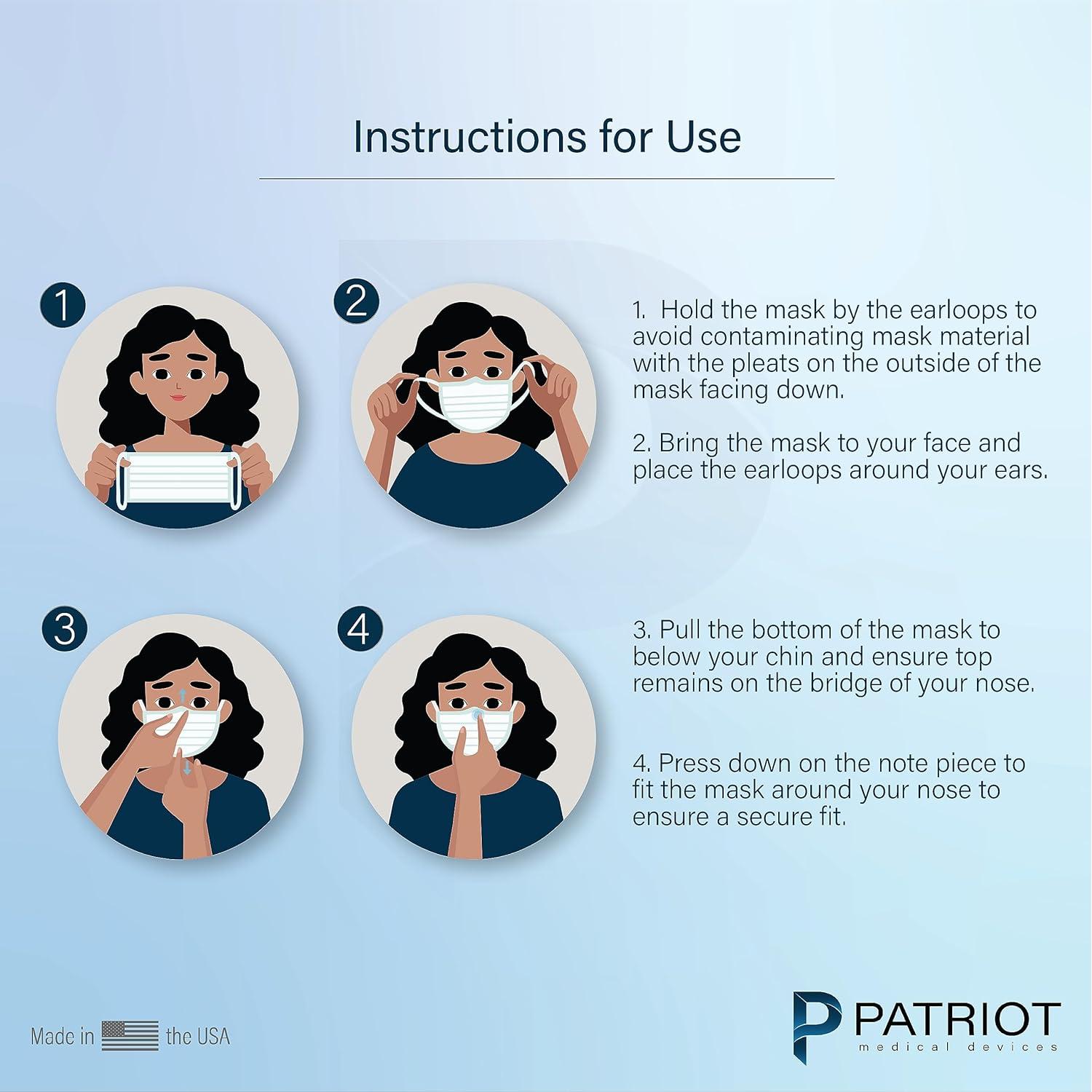 Máscaras Faciales Desechables Patriot | 50 Unidades Hipoalergénicas