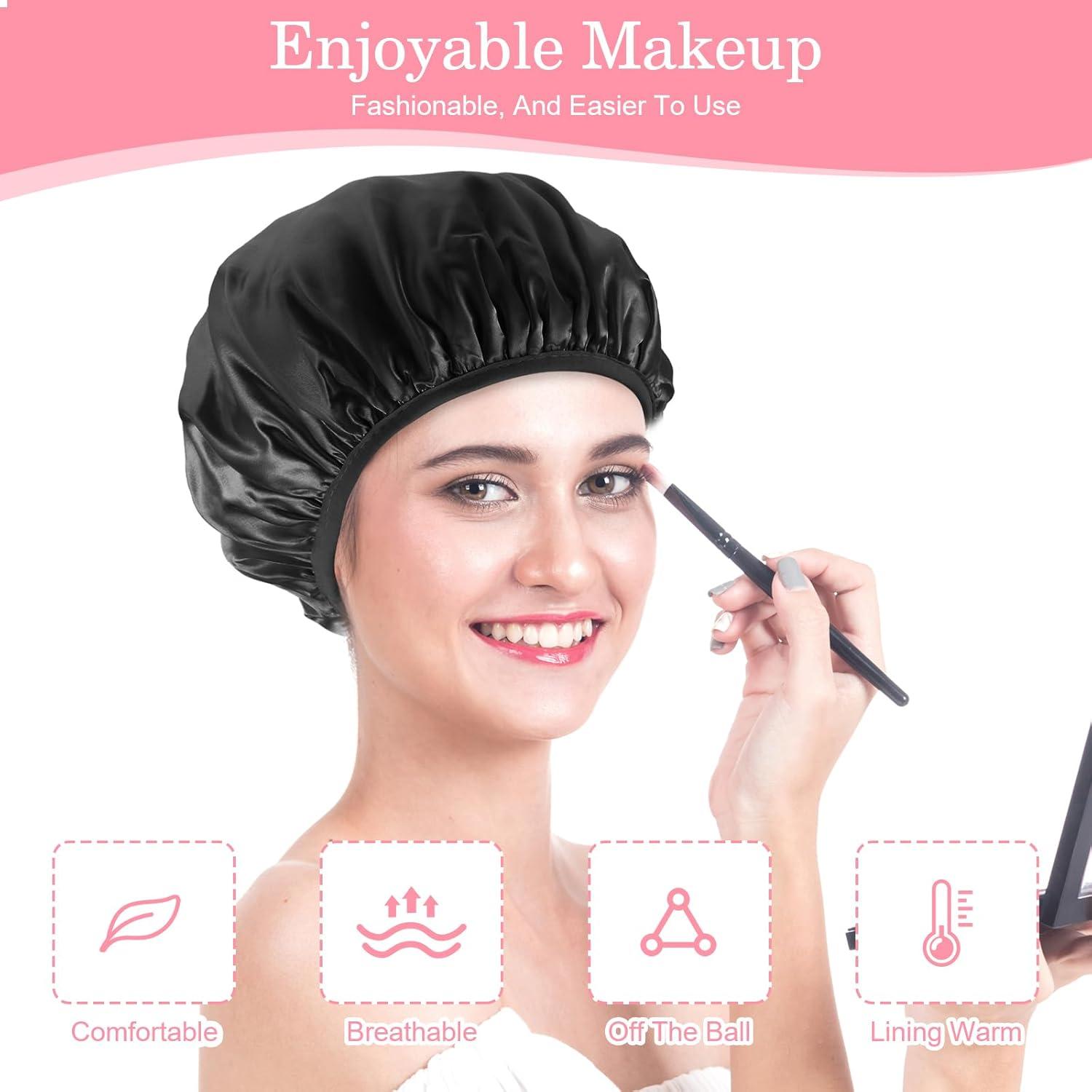 Gorro de Ducha Reutilizable Abeillo Triple Capa Impermeable Negro