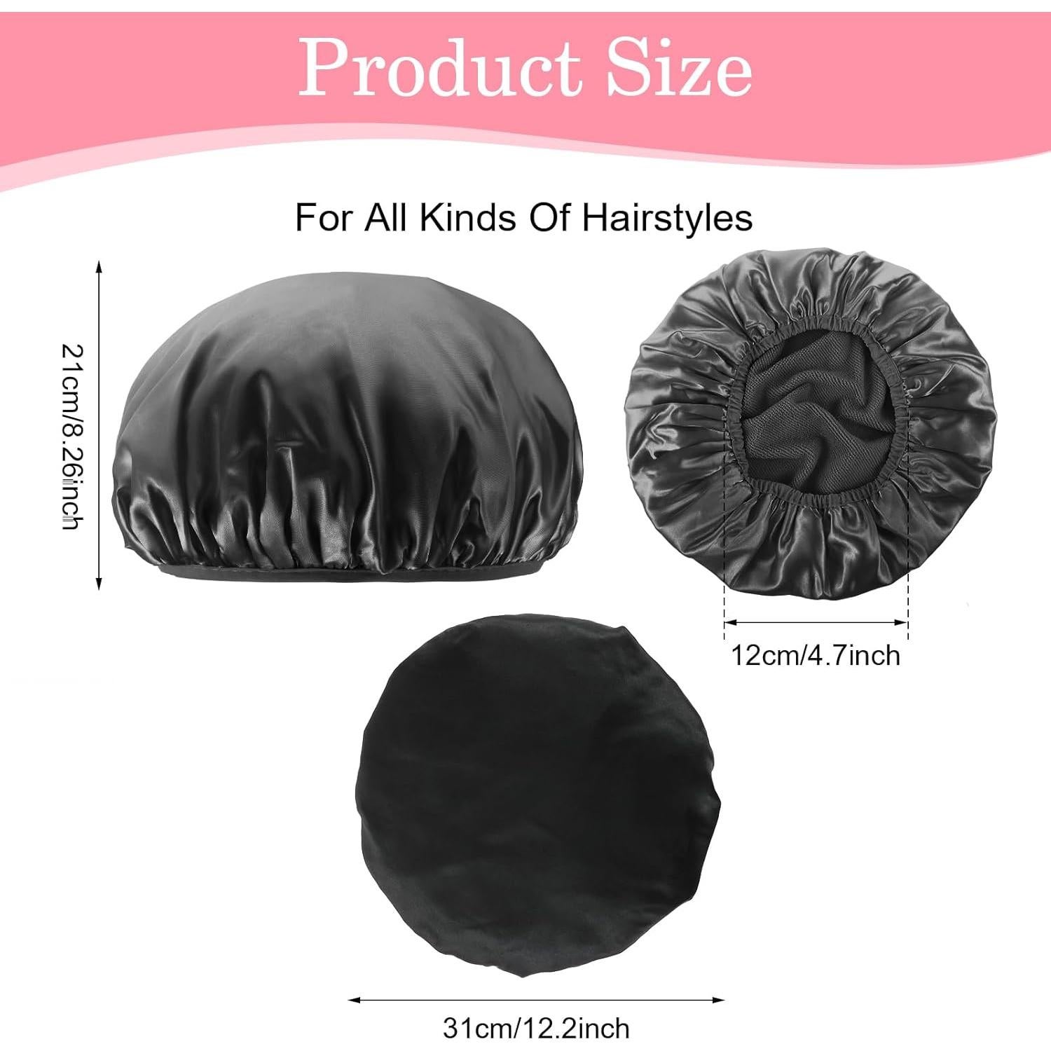 Gorro de Ducha Reutilizable Abeillo Triple Capa Impermeable Negro