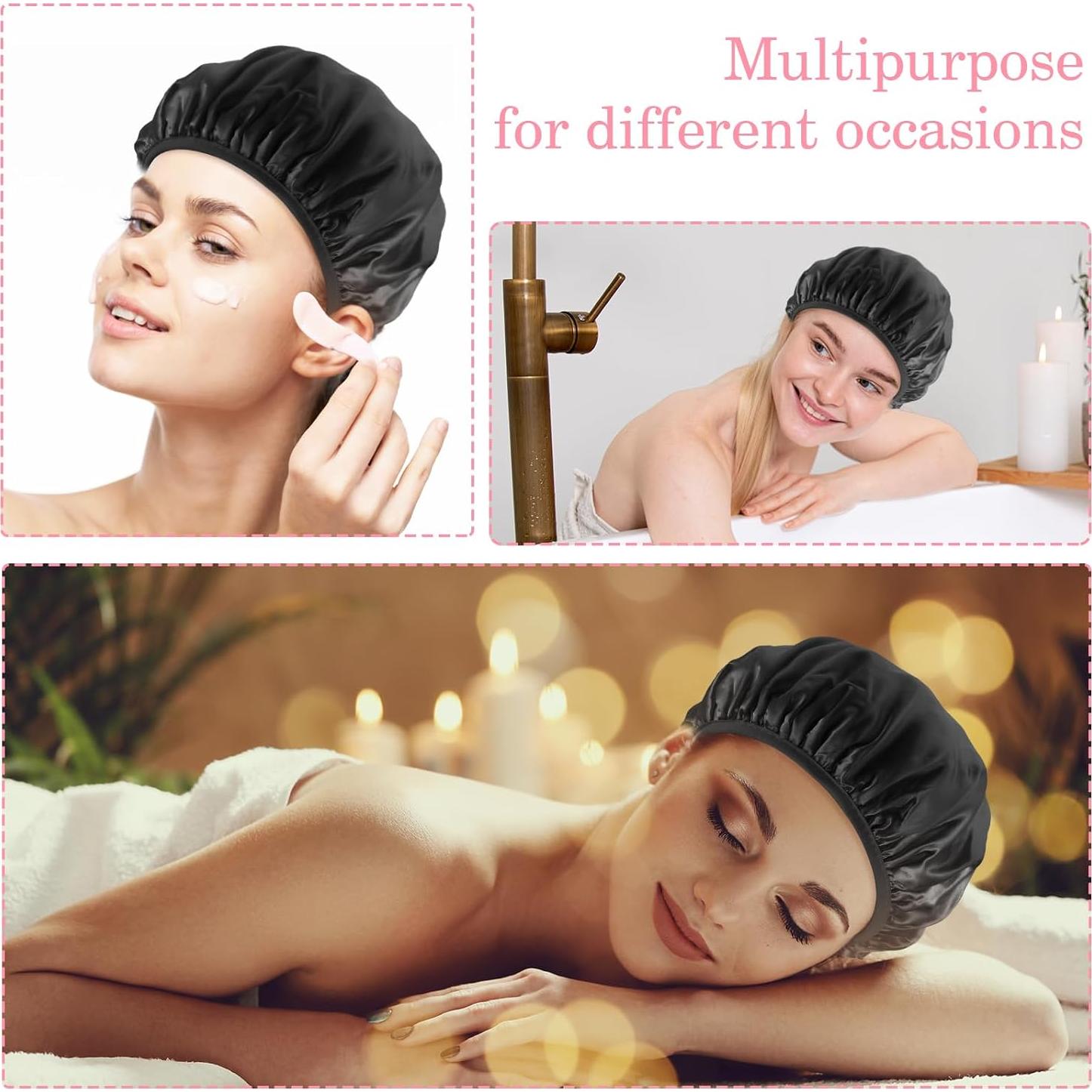 Gorro de Ducha Reutilizable Abeillo Triple Capa Impermeable Negro