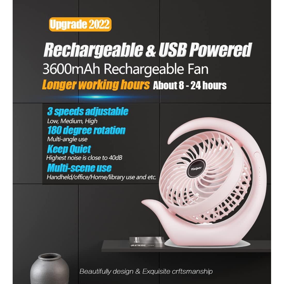 Ventilador Portátil Viniper ZLS-87 USB 3 Velocidades Rosa