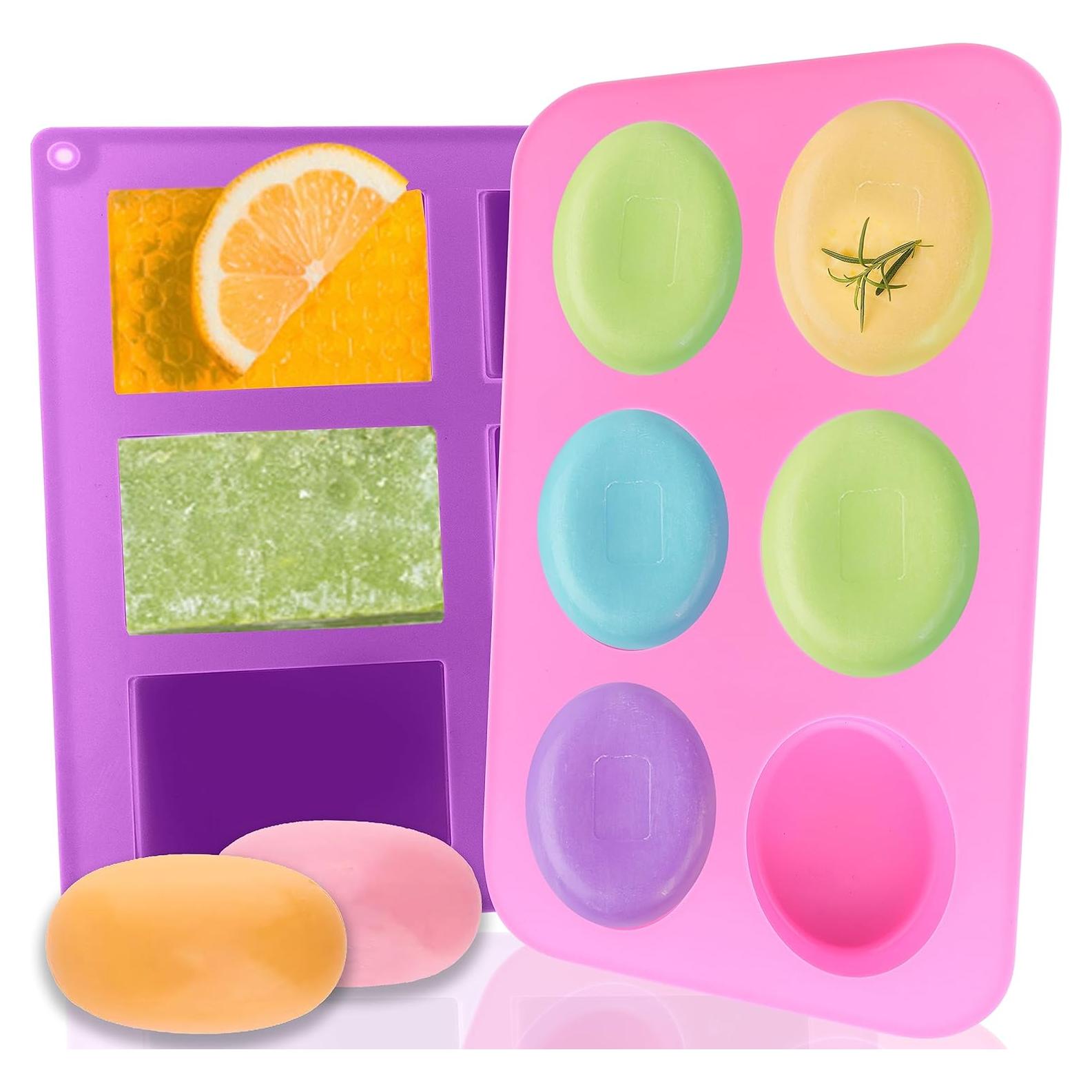 Moldes de Jabón de Silicona Lerykin 6 Cavidades Ovalado y Rectangular