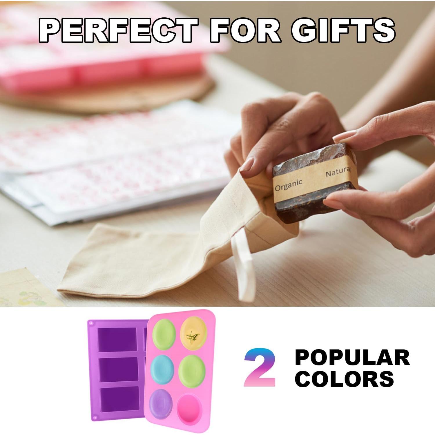 Moldes de Jabón de Silicona Lerykin 6 Cavidades Ovalado y Rectangular