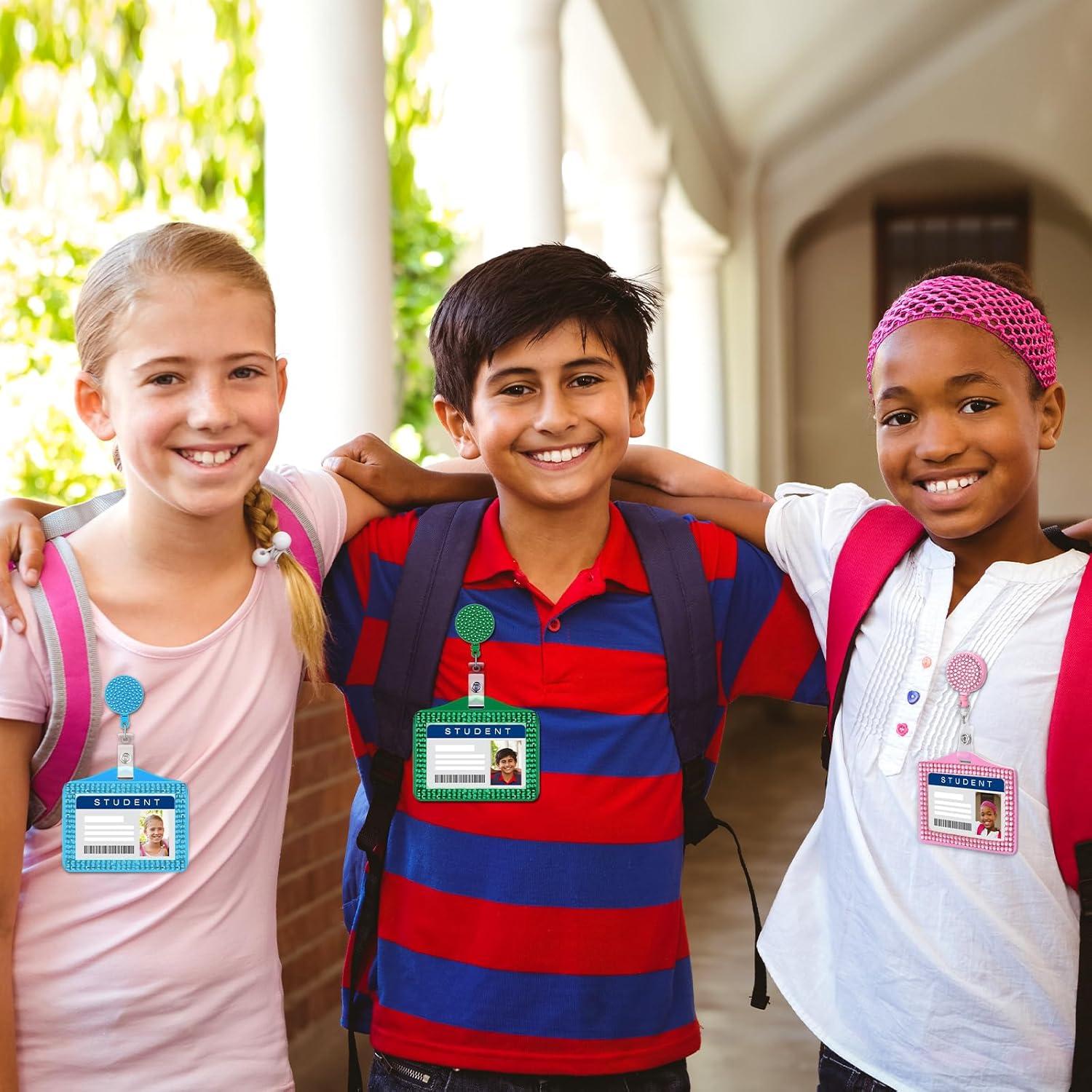 Portatarjetas de Identificación Spakon 8 Piezas Brillantes Clip Retráctil