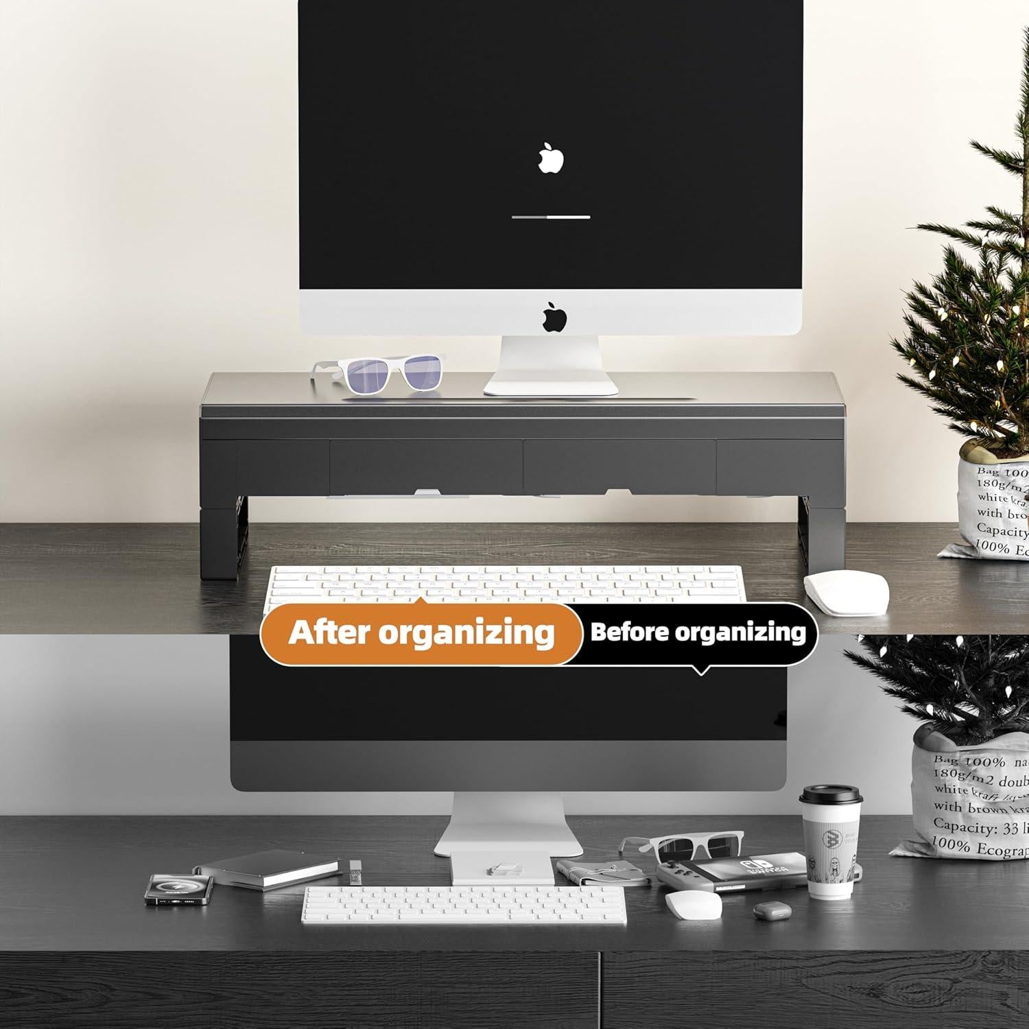 Soporte Elevador para Monitor Geckostroll con 2 Cajones 54.6 cm