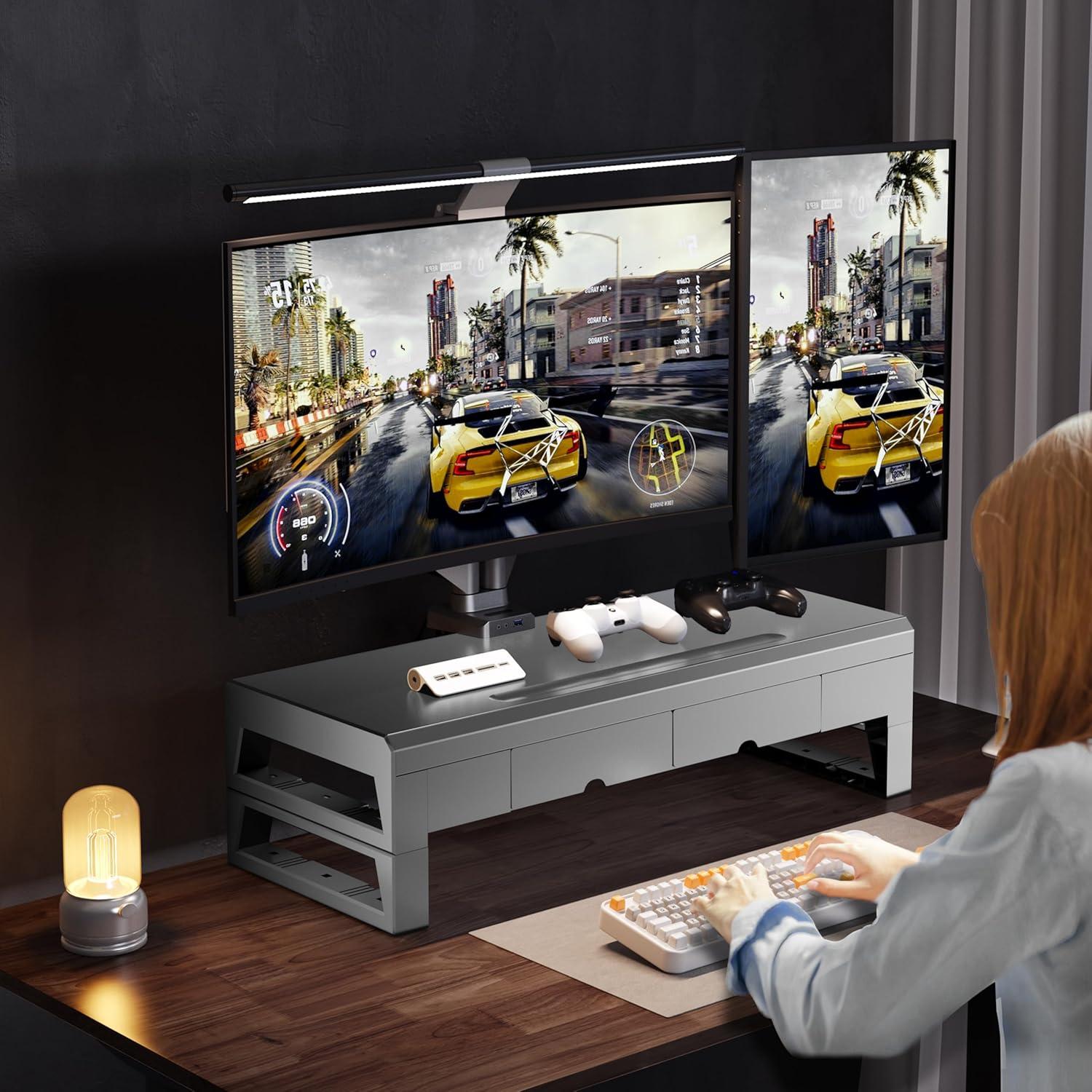 Soporte Elevador para Monitor Geckostroll con 2 Cajones 54.6 cm