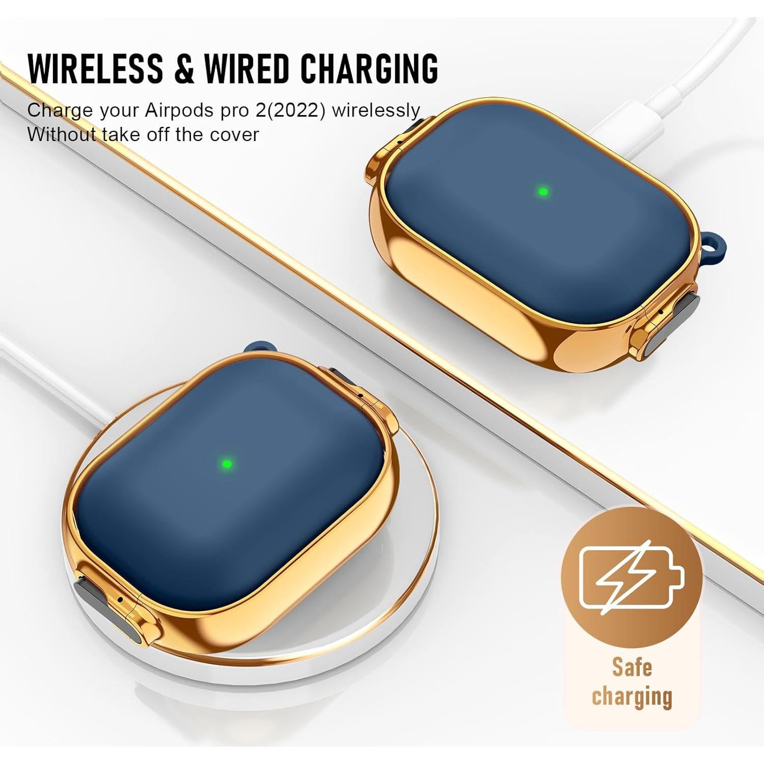 Estuche Maxjoy para AirPods Pro 2 con bloqueo - Azul Platinado