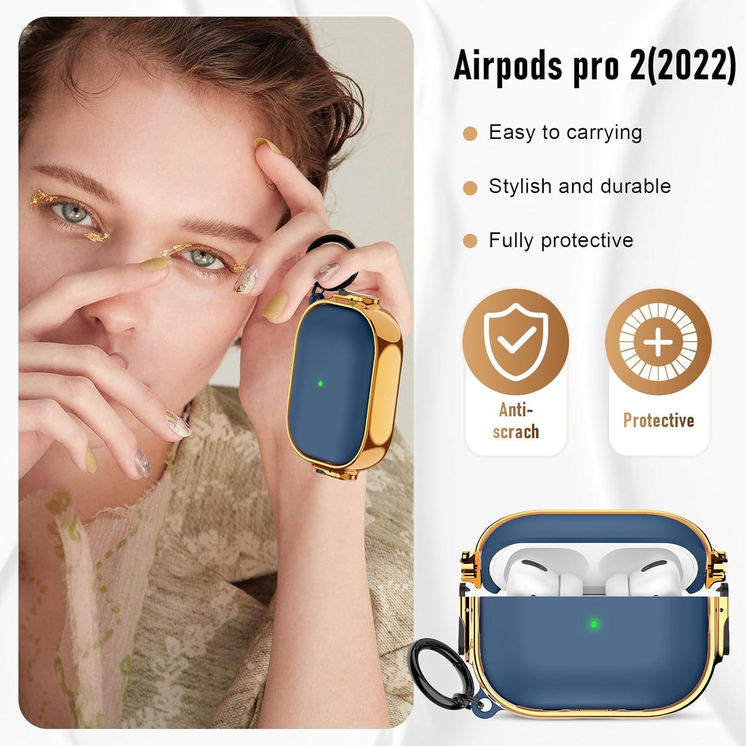 Estuche Maxjoy para AirPods Pro 2 con bloqueo - Azul Platinado