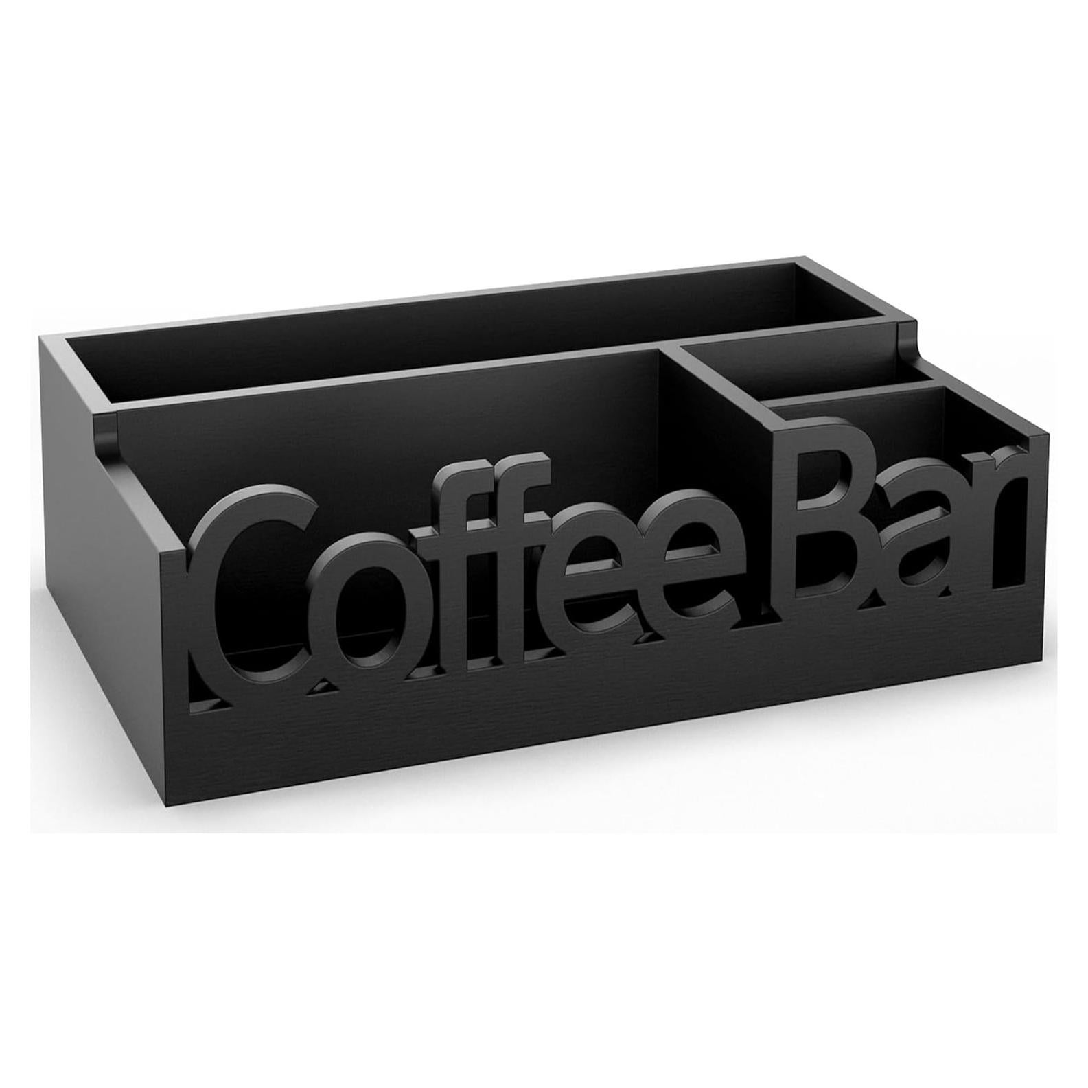 Organizador de Bar de Café ADDFIT HOUSE - Madera Negra 30.5x20.3x8.4cm