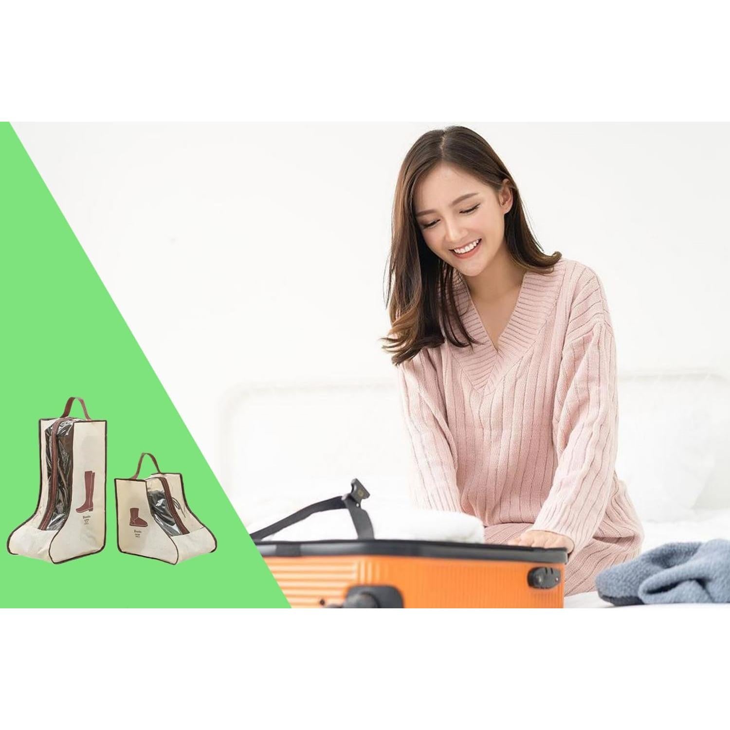 Set de 2 Bolsas de Almacenamiento para Botas Beige Rikyo