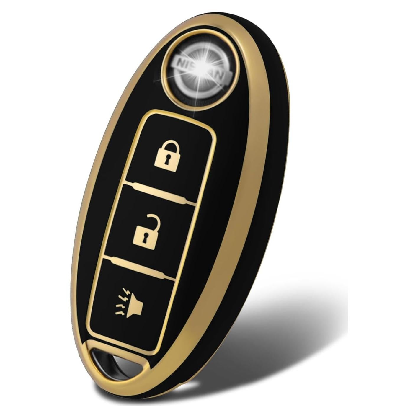 Funda de Llave de Coche WORCAS para Nissan 3 Botones TPU Negro