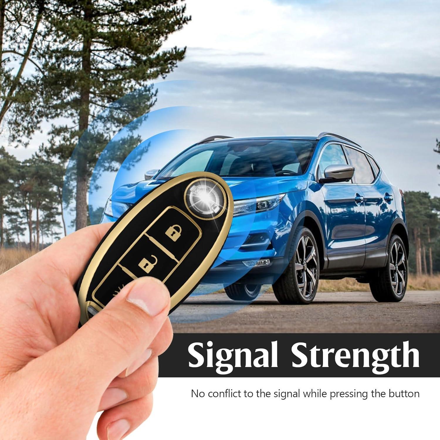 Funda de Llave de Coche WORCAS para Nissan 3 Botones TPU Negro