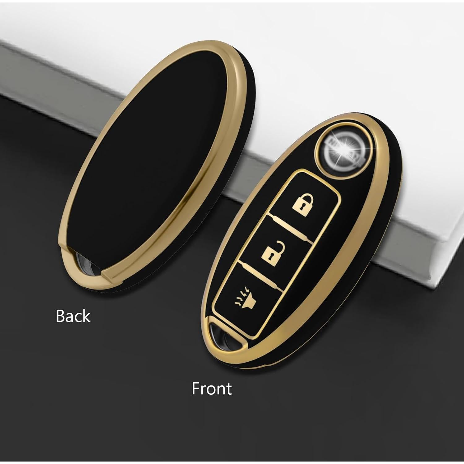 Funda de Llave de Coche WORCAS para Nissan 3 Botones TPU Negro