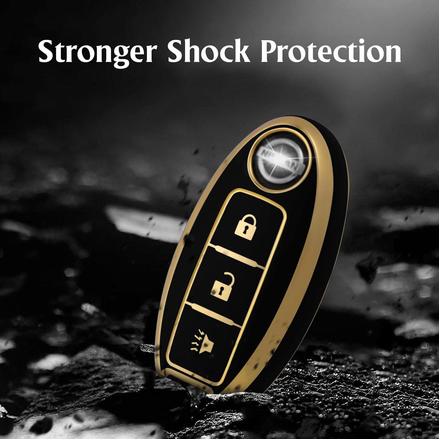 Funda de Llave de Coche WORCAS para Nissan 3 Botones TPU Negro